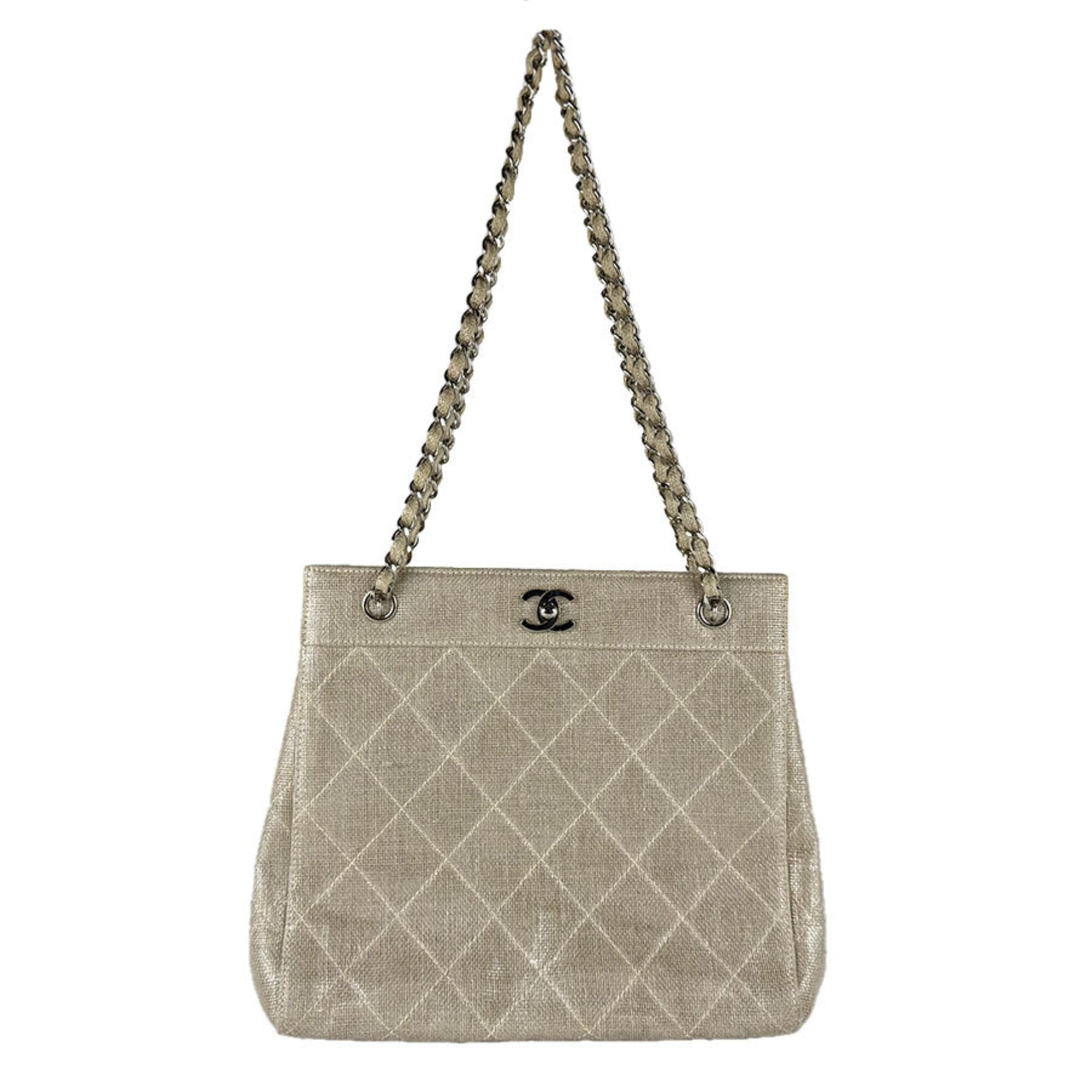 Chanel Beige Coated Canvas Shoulder Bag (Pre-Owned)