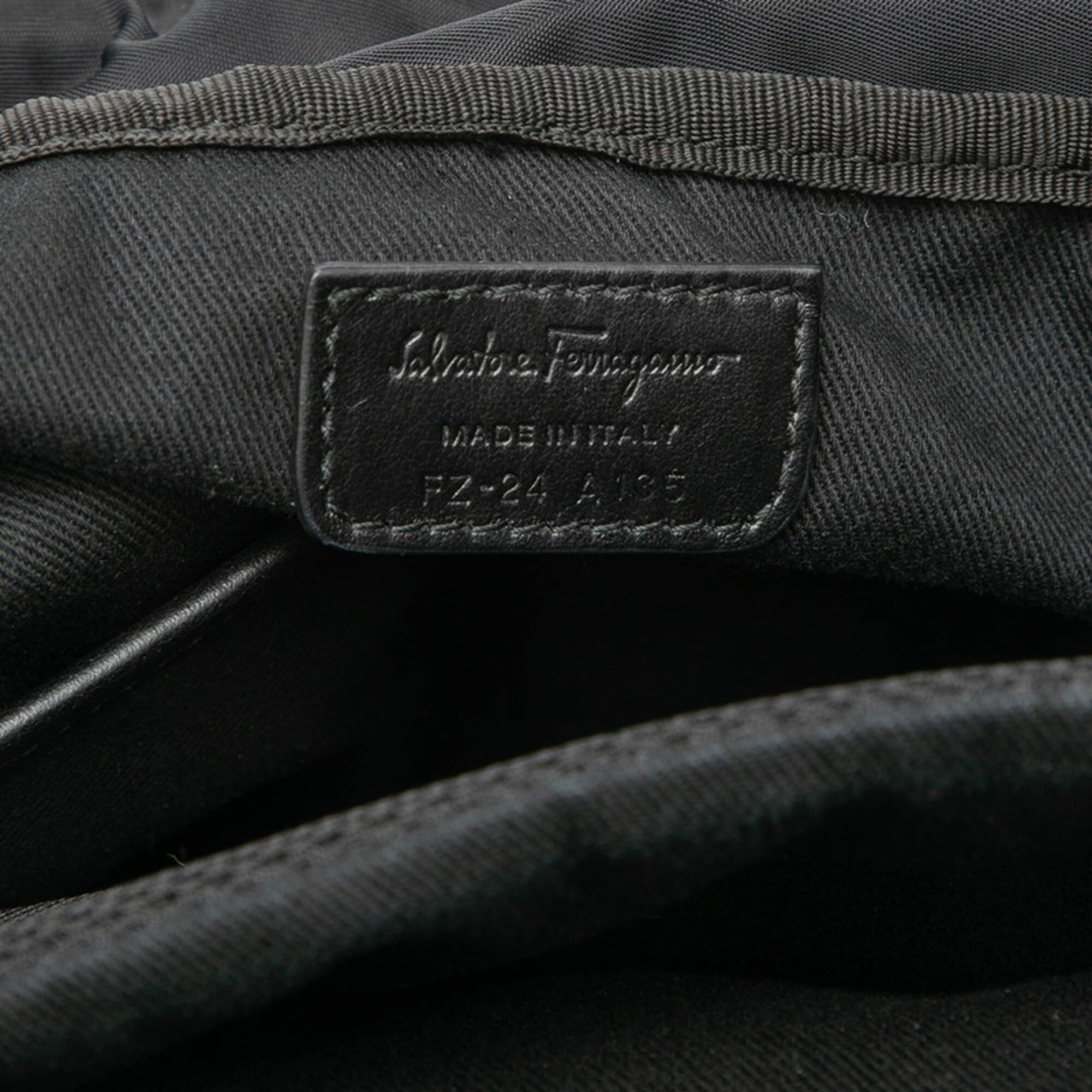 Salvatore Ferragamo Black Navy Denim Leather Backpack (Pre-Owned)