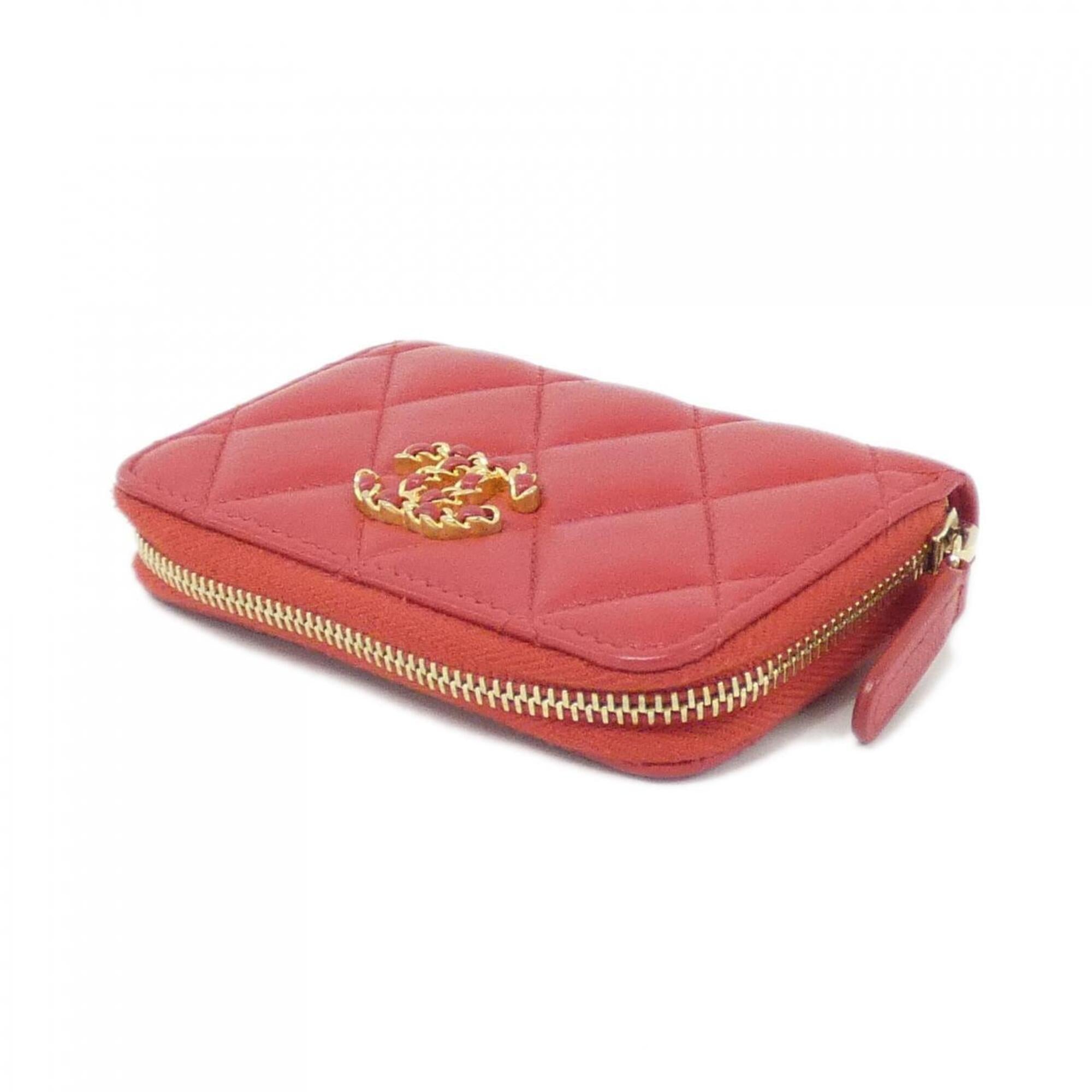 Chanel Red Color Leather Coin Purse/Coin Case (Pre-Owned)