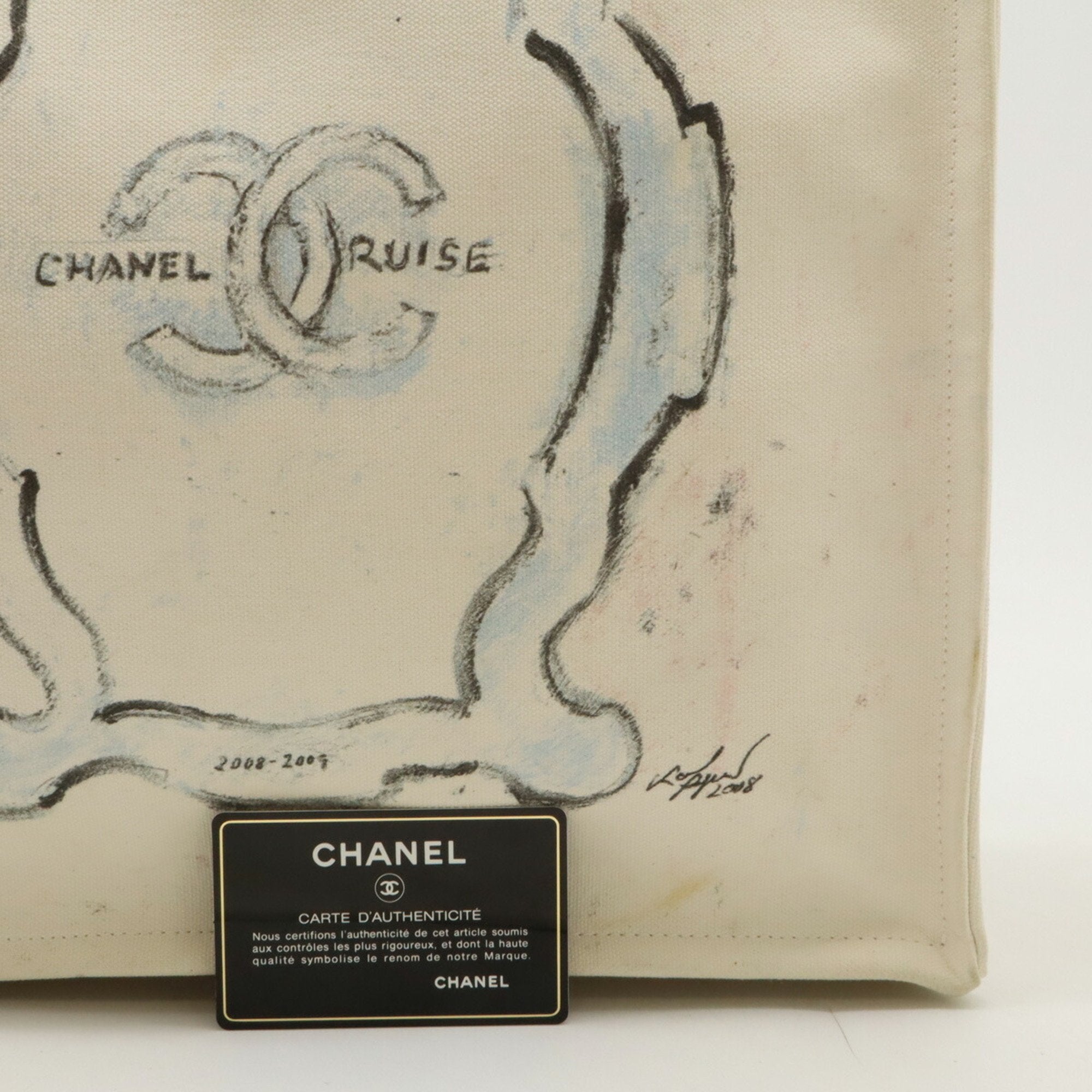 Chanel Ivory Canvas Shoulder Bag Tote Bag (Pre-Owned)