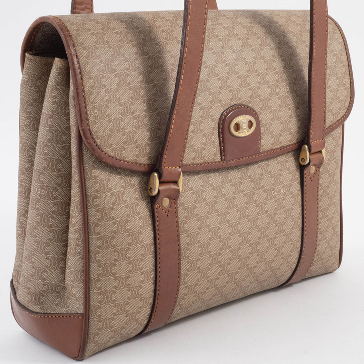 Celine Macadam Beige Brown Pvc Leather Handbag Tote Bag (Pre-Owned)