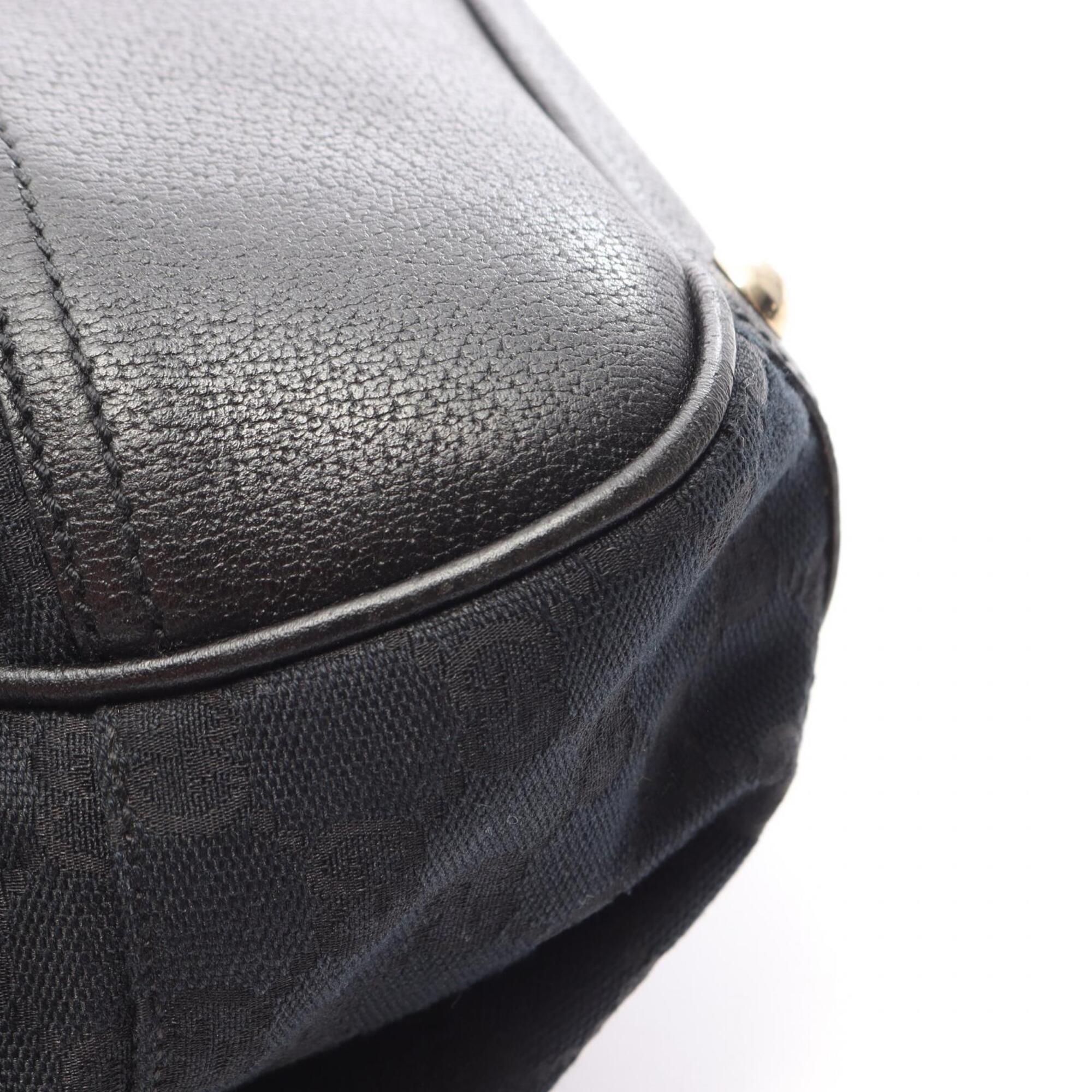 Gucci Black Navy Gg Canvas Leather Handbag Shoulder Bag (Pre-Owned)