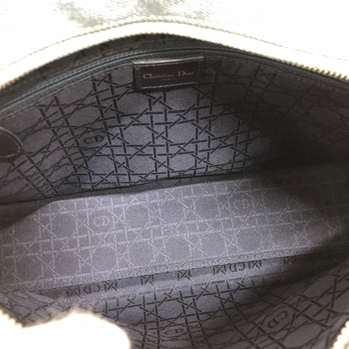 Christian Dior Lady Dior Blue Canvas Handbag Shoulder Bag (Pre-Owned)