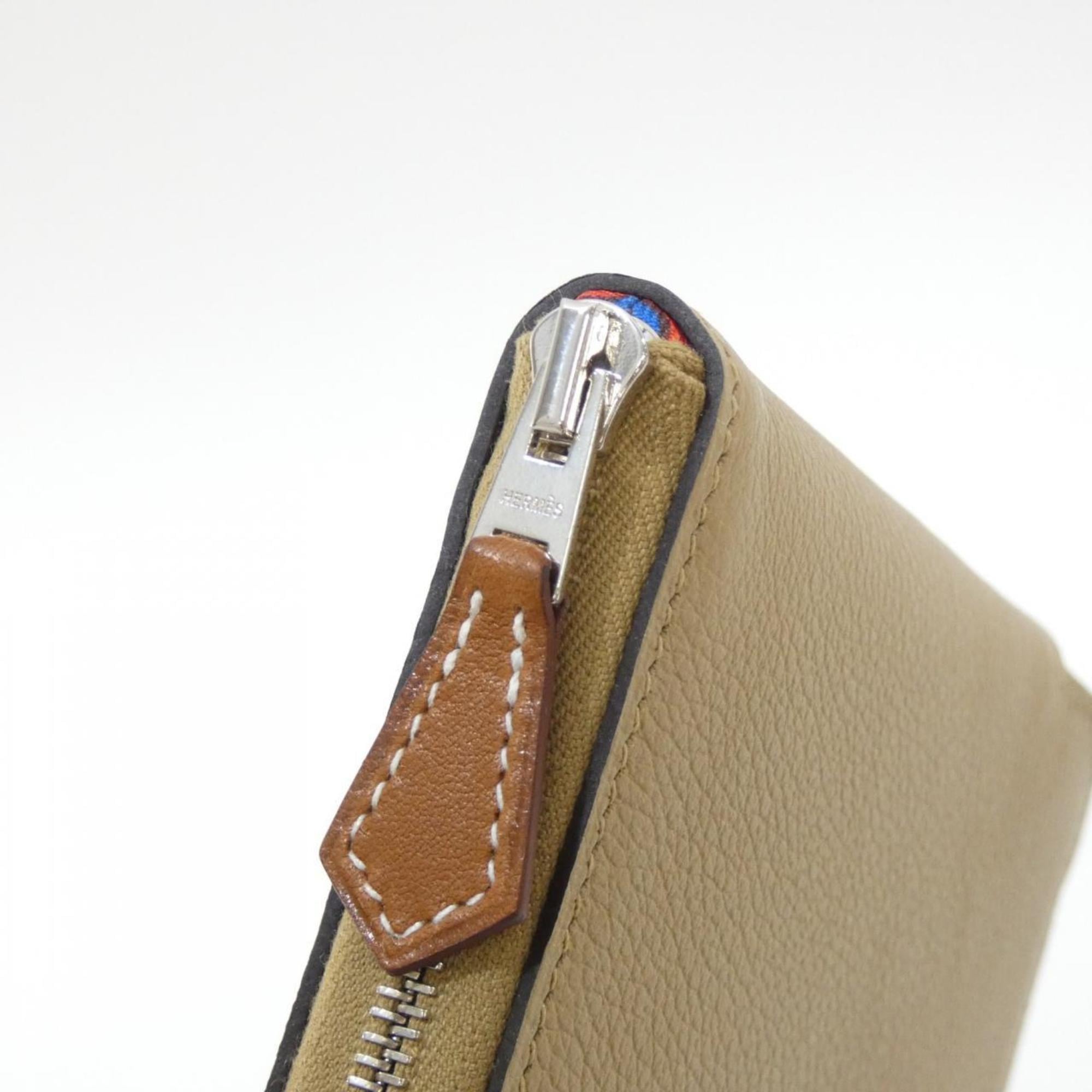Hermes Beige Silk Leather Wallet (Bi-Fold) (Pre-Owned)