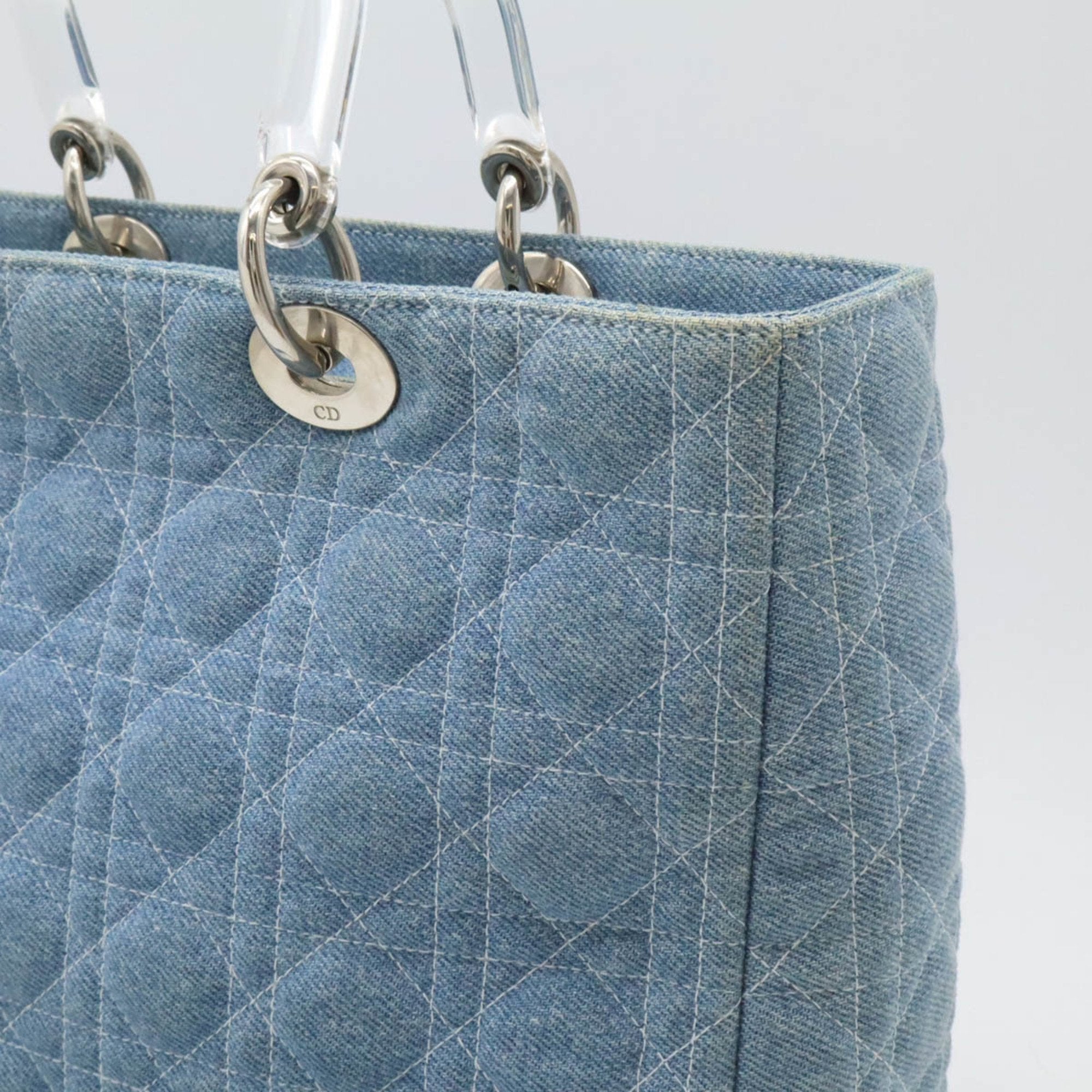 Christian Dior Clear Light Blue Denim Plastic Handbag Shoulder Bag (Pre-Owned)