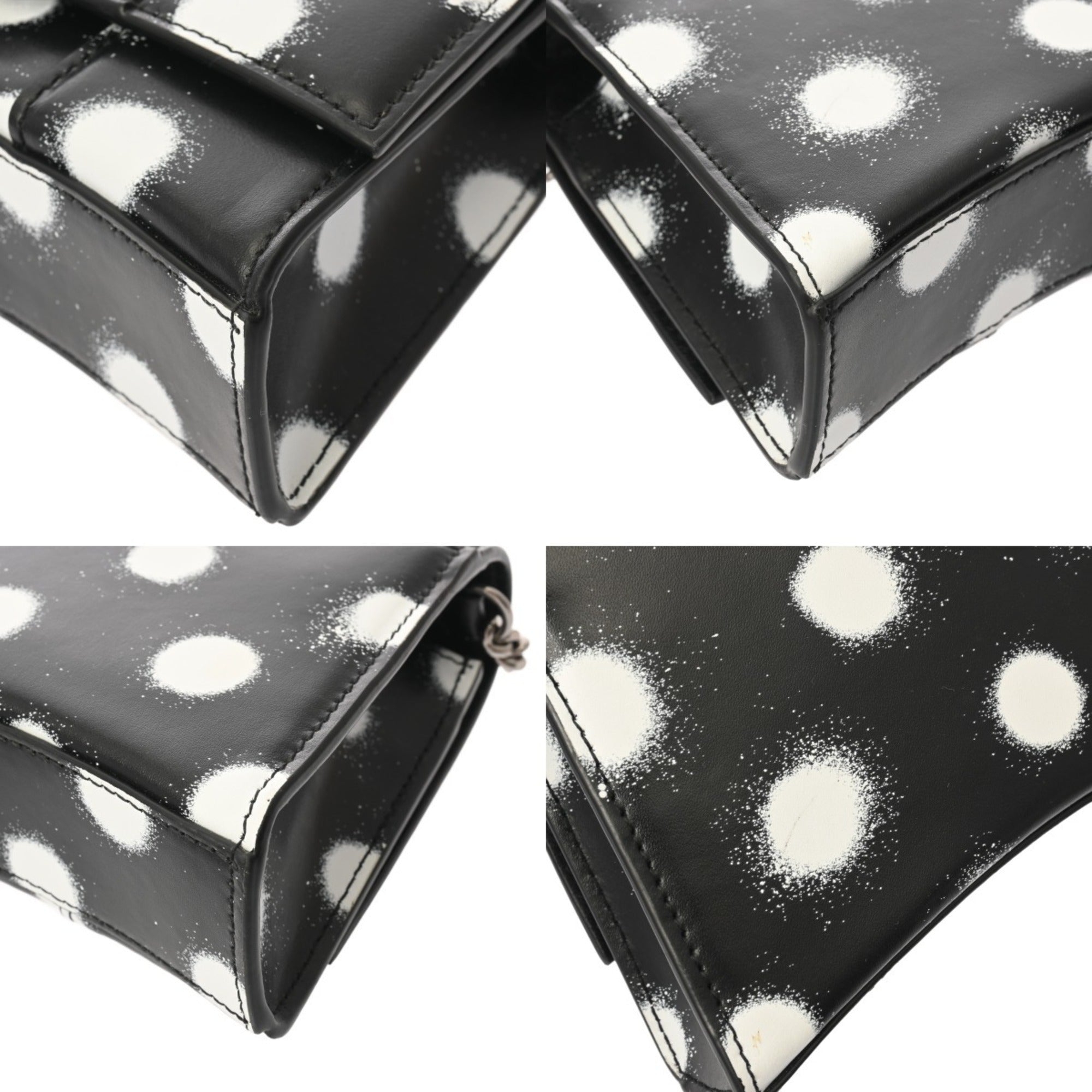 Balenciaga Black White Leather Shoulder Bag (Pre-Owned)