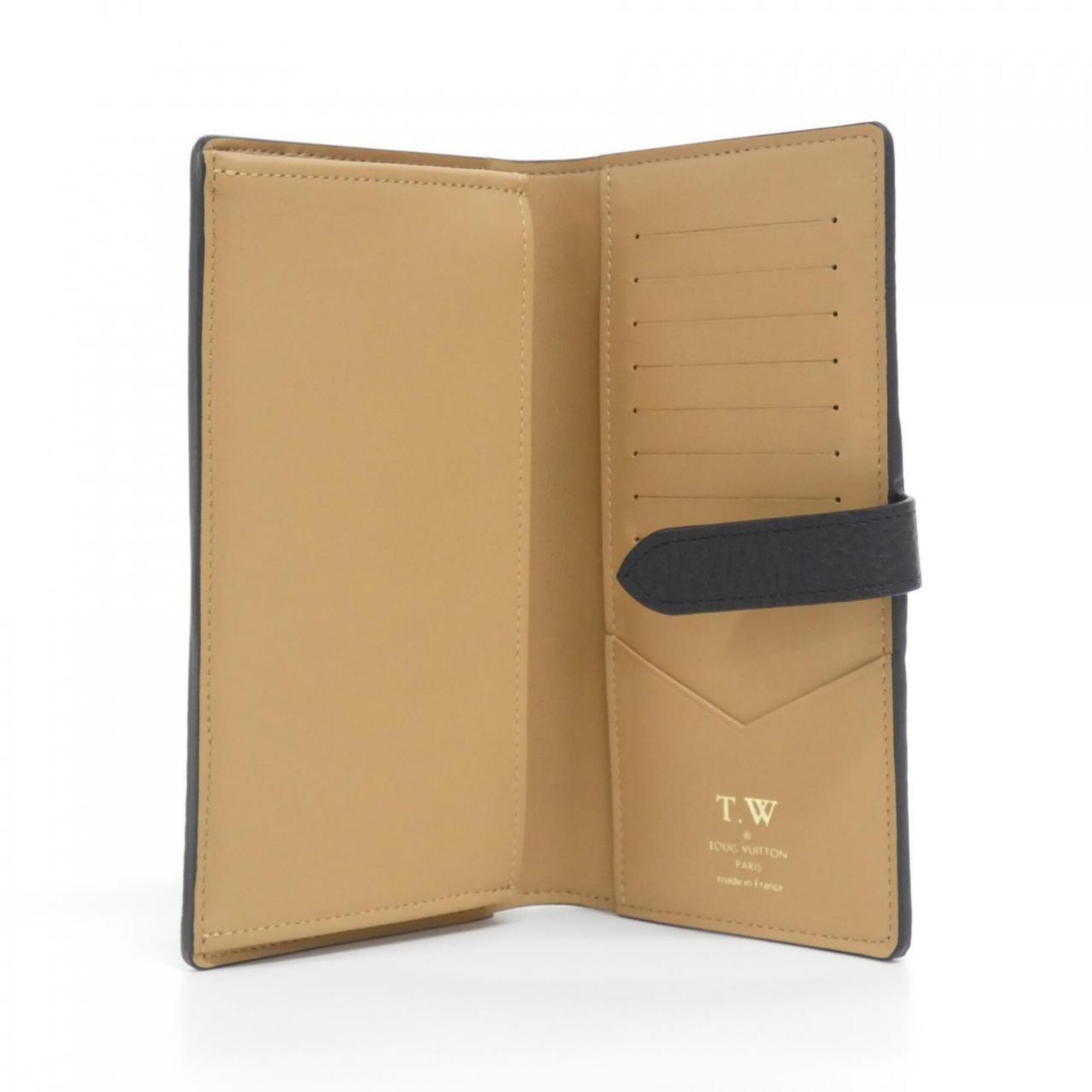 Louis Vuitton Black Leather Long Wallet (Bi-Fold) (Pre-Owned)