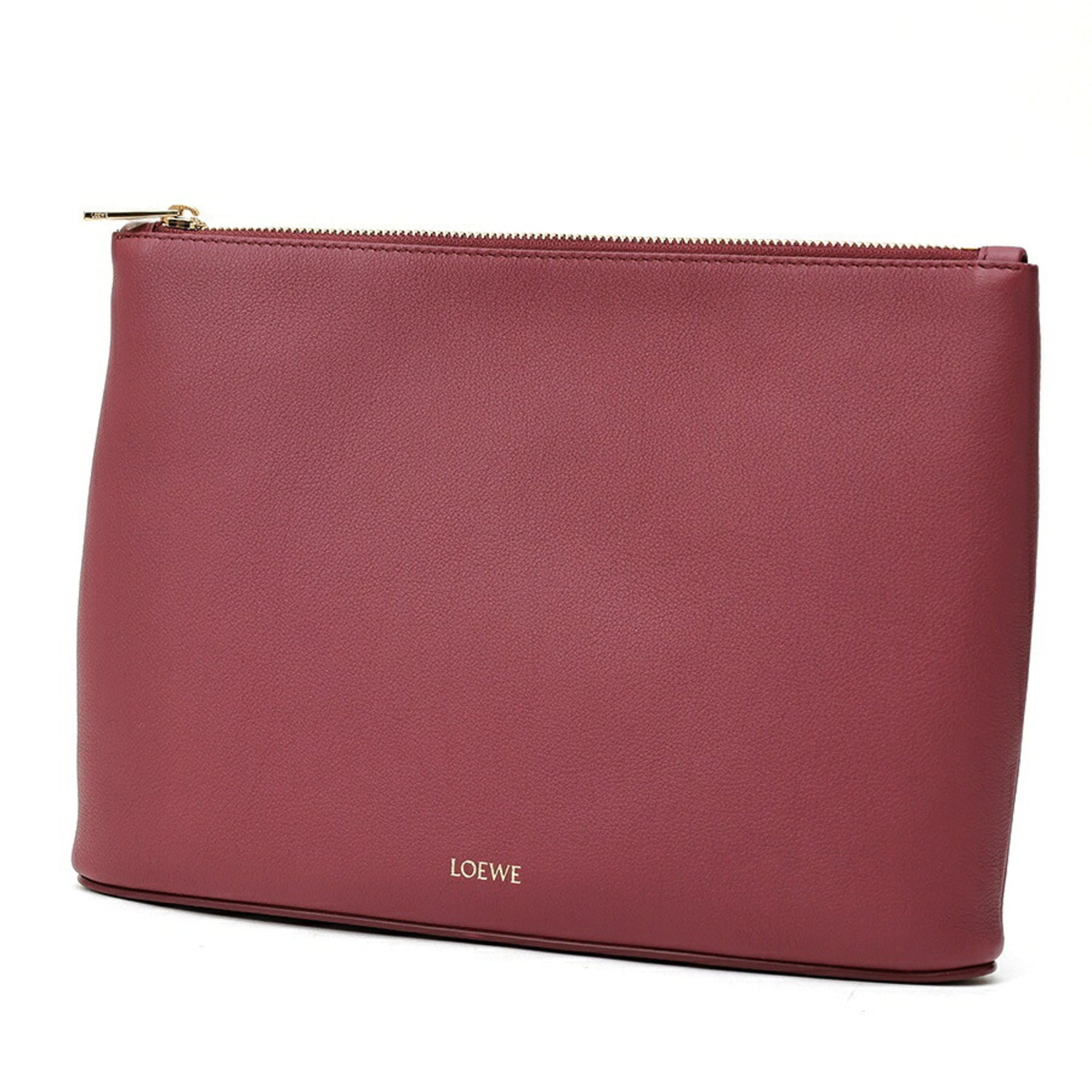 Loewe Bordeaux Leather Clutch Bag (Pre-Owned)