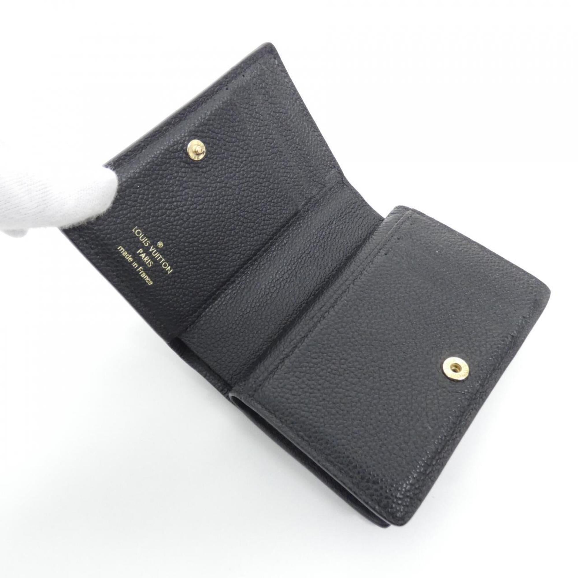 Louis Vuitton Black Leather Wallet (Tri-Fold) (Pre-Owned)