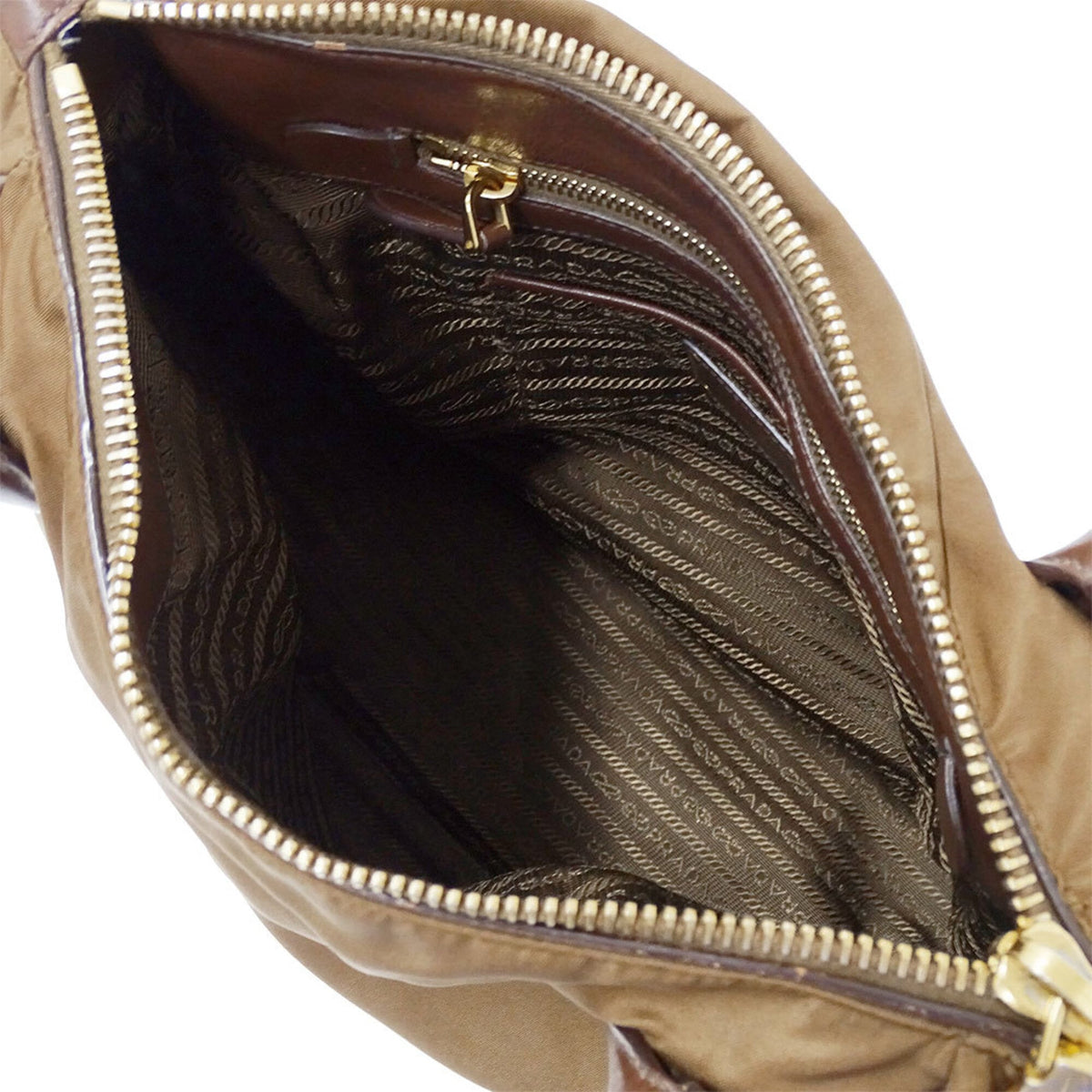 Prada Brown Nylon Handbag Shoulder Bag (Pre-Owned)