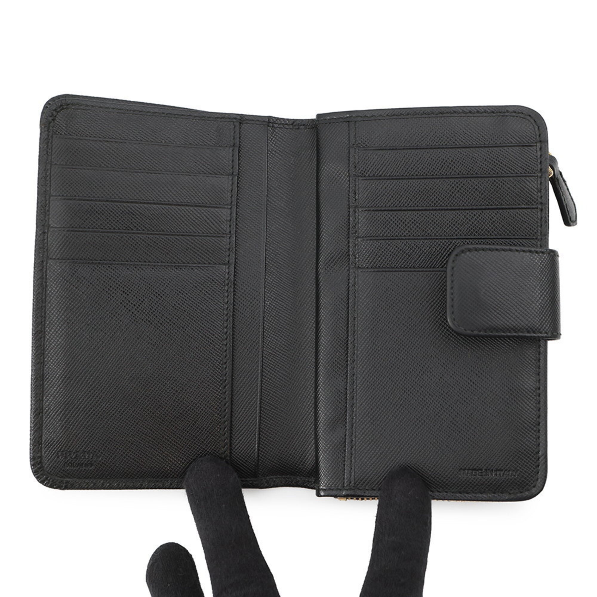 Prada Saffiano Black Leather Wallet (Bi-Fold) (Pre-Owned)