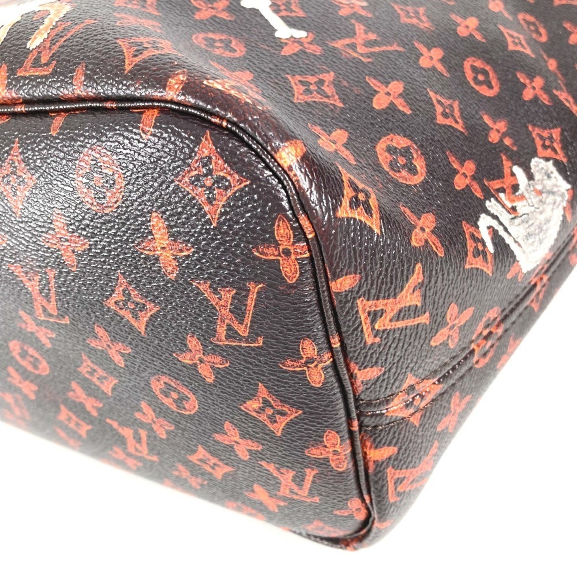 Louis Vuitton Brown Orange Monogram Leather Pouch Shoulder Bag Tote Bag (Pre-Owned)