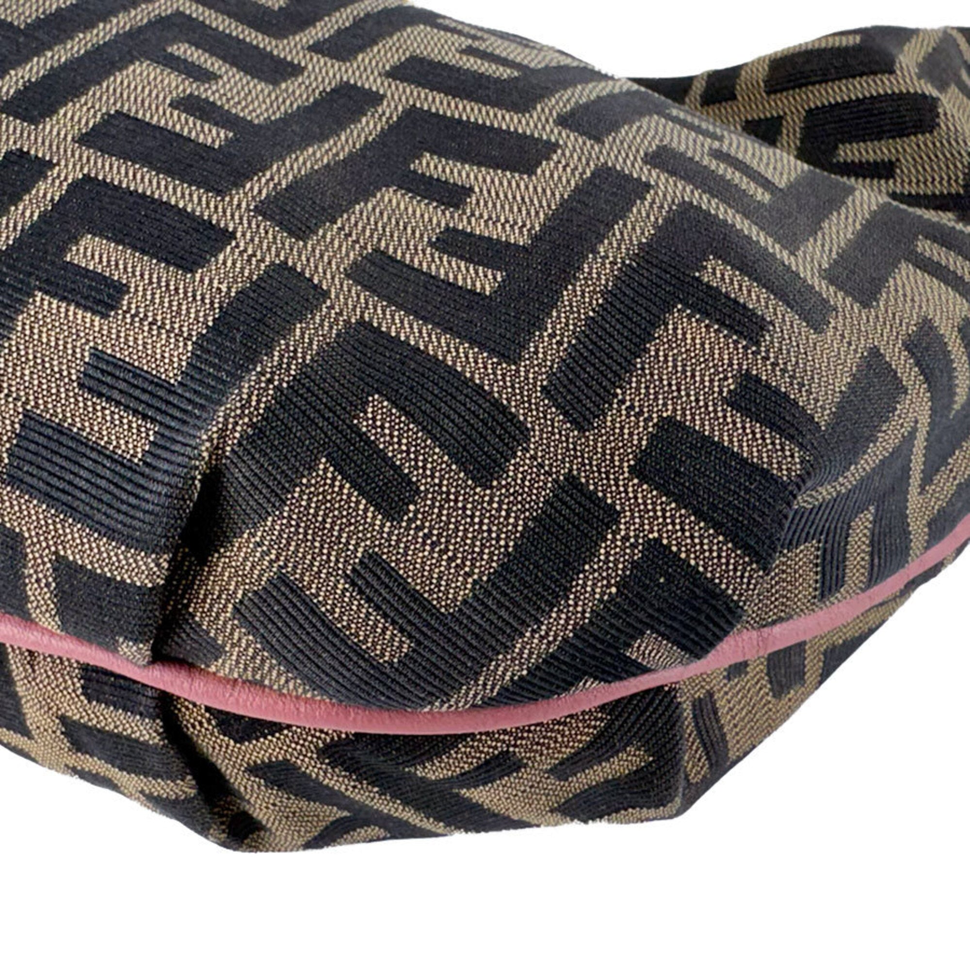 Fendi Brown Pink Nylon Canvas Leather Handbag (Pre-Owned)