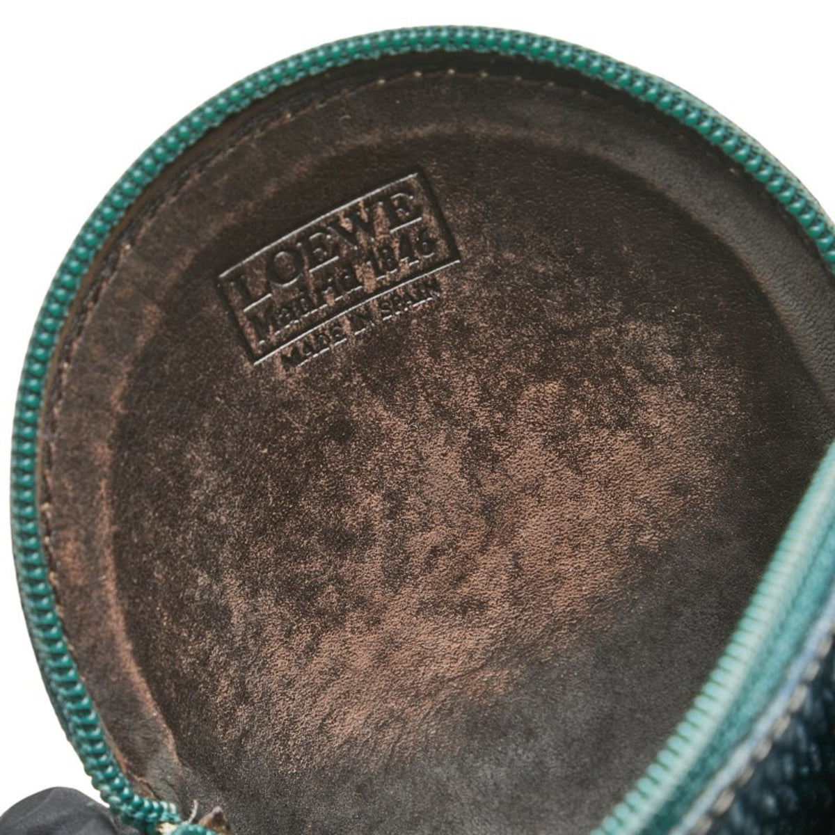 Loewe Green Leather Coin Purse/Coin Case (Pre-Owned)