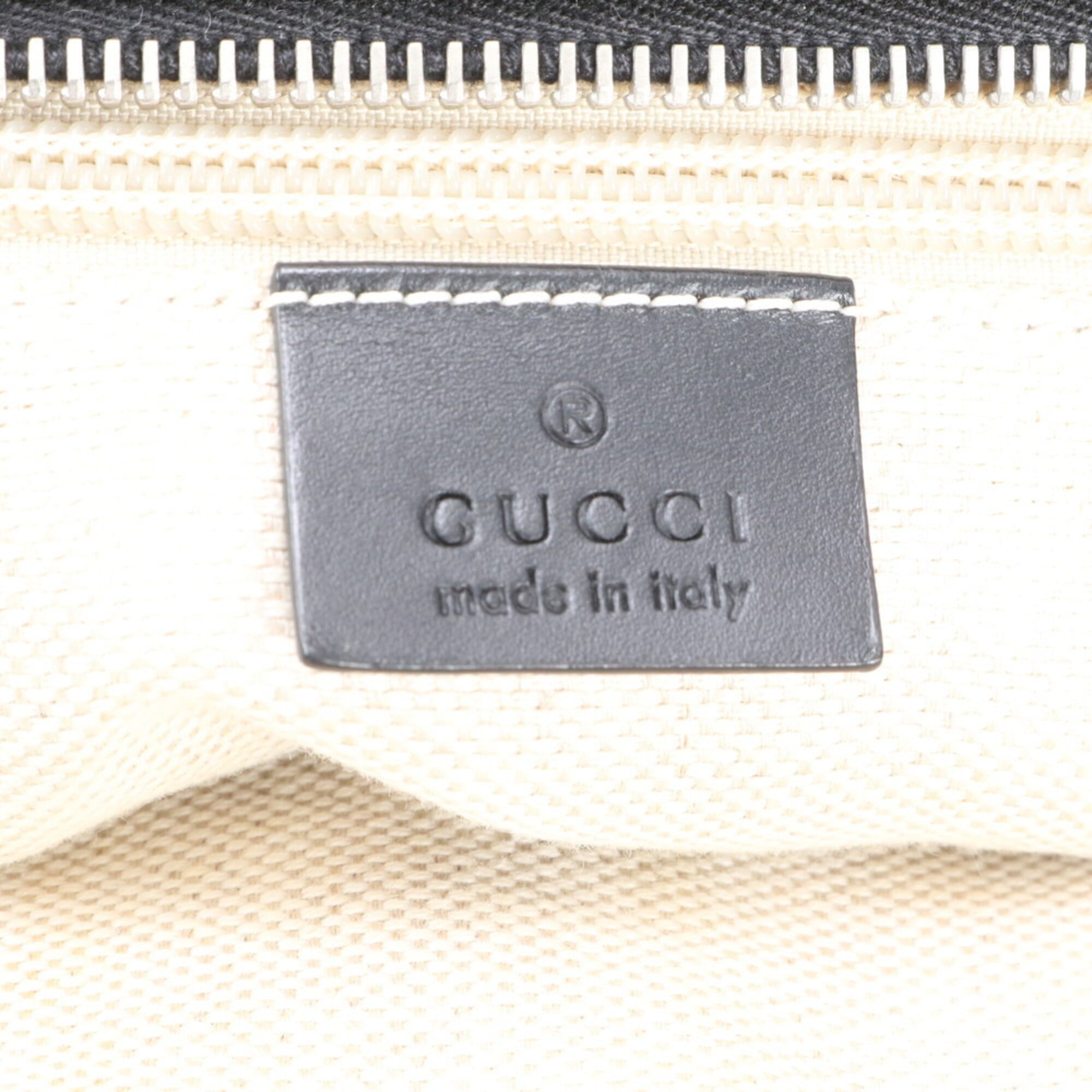 Gucci Black Leather Canvas Shoulder Bag Tote Bag (Pre-Owned)