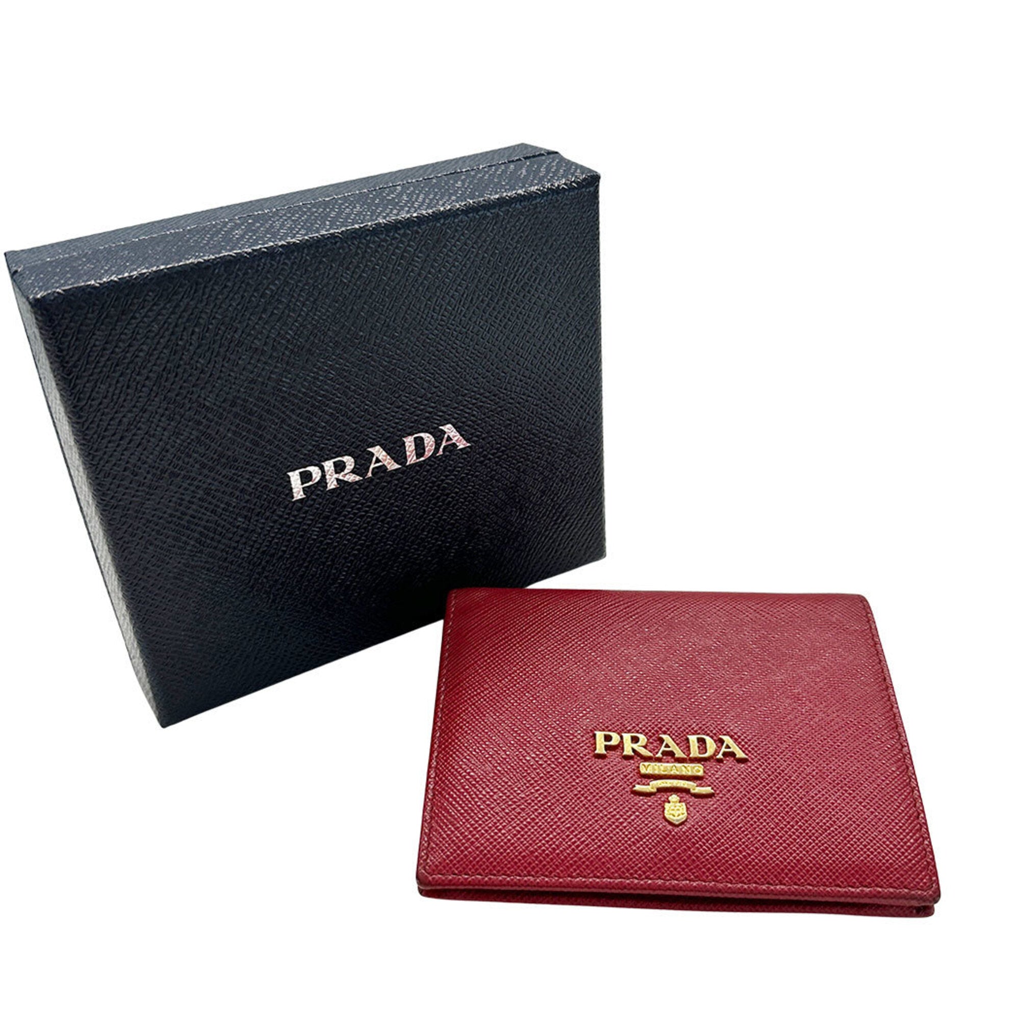 Prada Red Color Saffiano Wallet (Bi-Fold) (Pre-Owned)