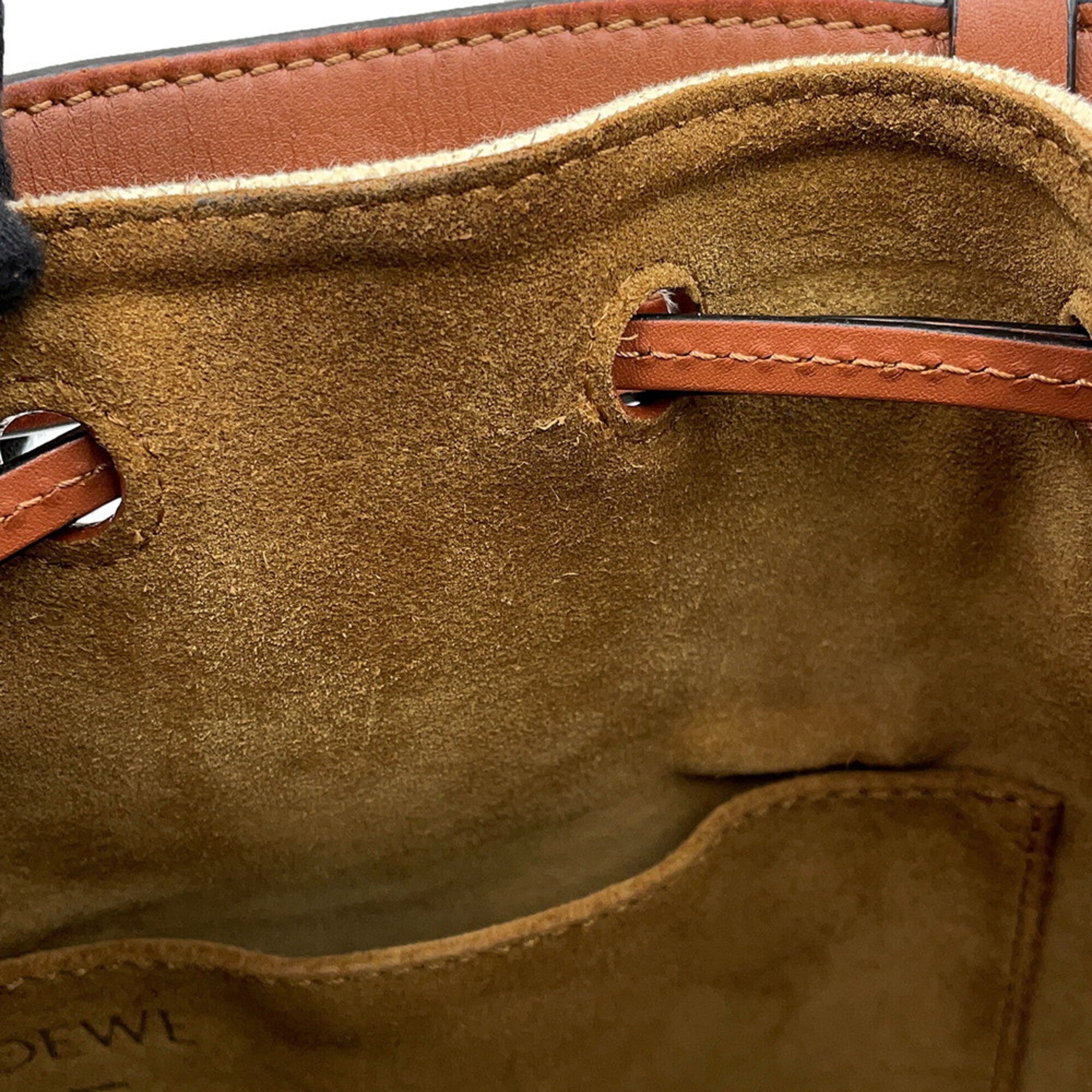 Loewe Beige Brown Canvas Leather Handbag Shoulder Bag (Pre-Owned)