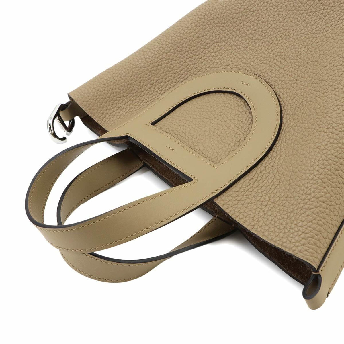 Hermes Silver Taurillon Clemence Leather Swift Leather Handbag (Pre-Owned)