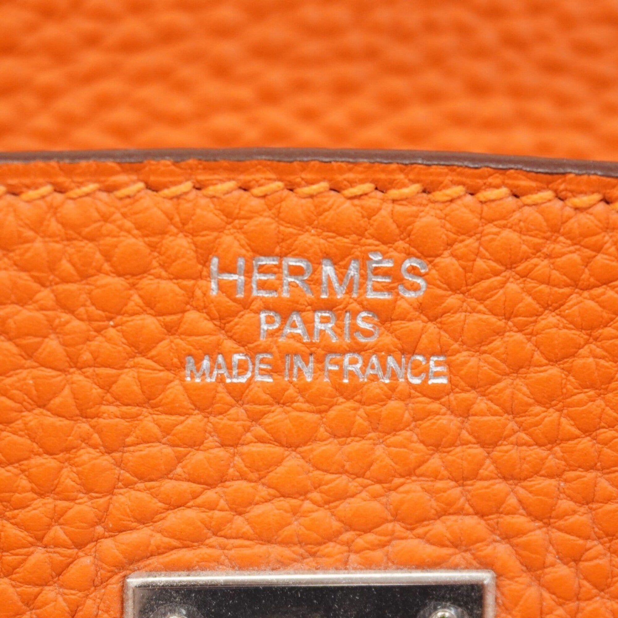 Hermes Orange Fjord Leather Handbag (Pre-Owned)