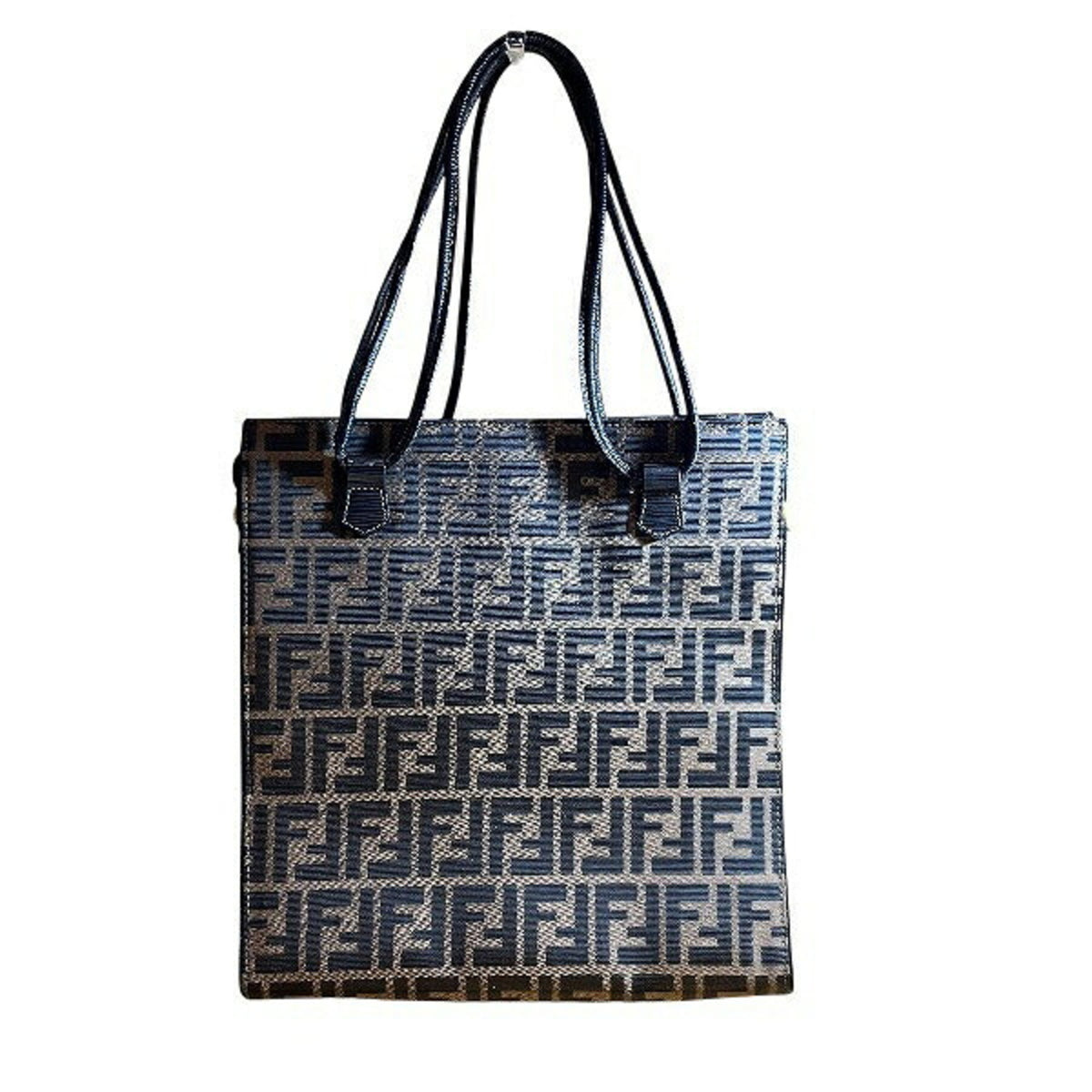 Fendi Zucca Brown Canvas Leather Handbag Shoulder Bag Tote Bag (Pre-Owned)