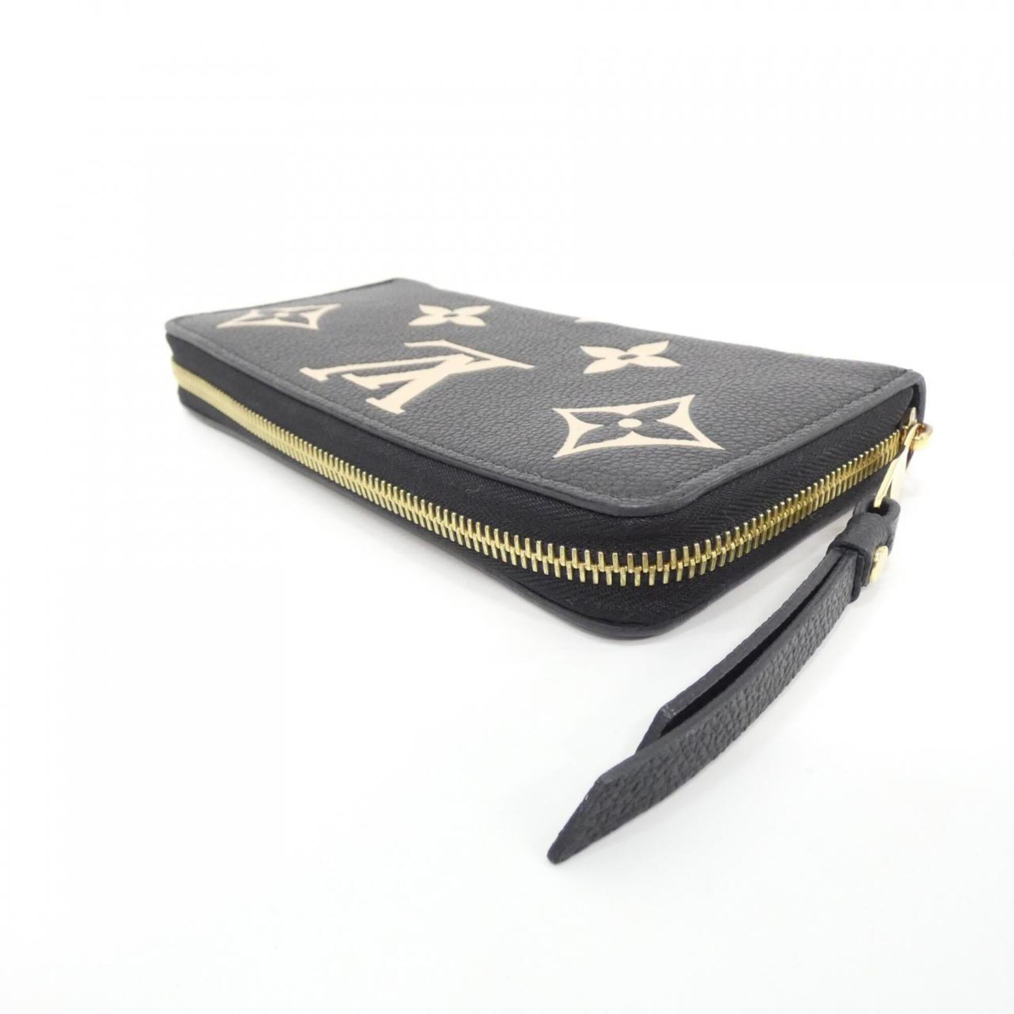 Louis Vuitton Monogram Empreinte Beige Black Leather Long Wallet (Bi-Fold) (Pre-Owned)