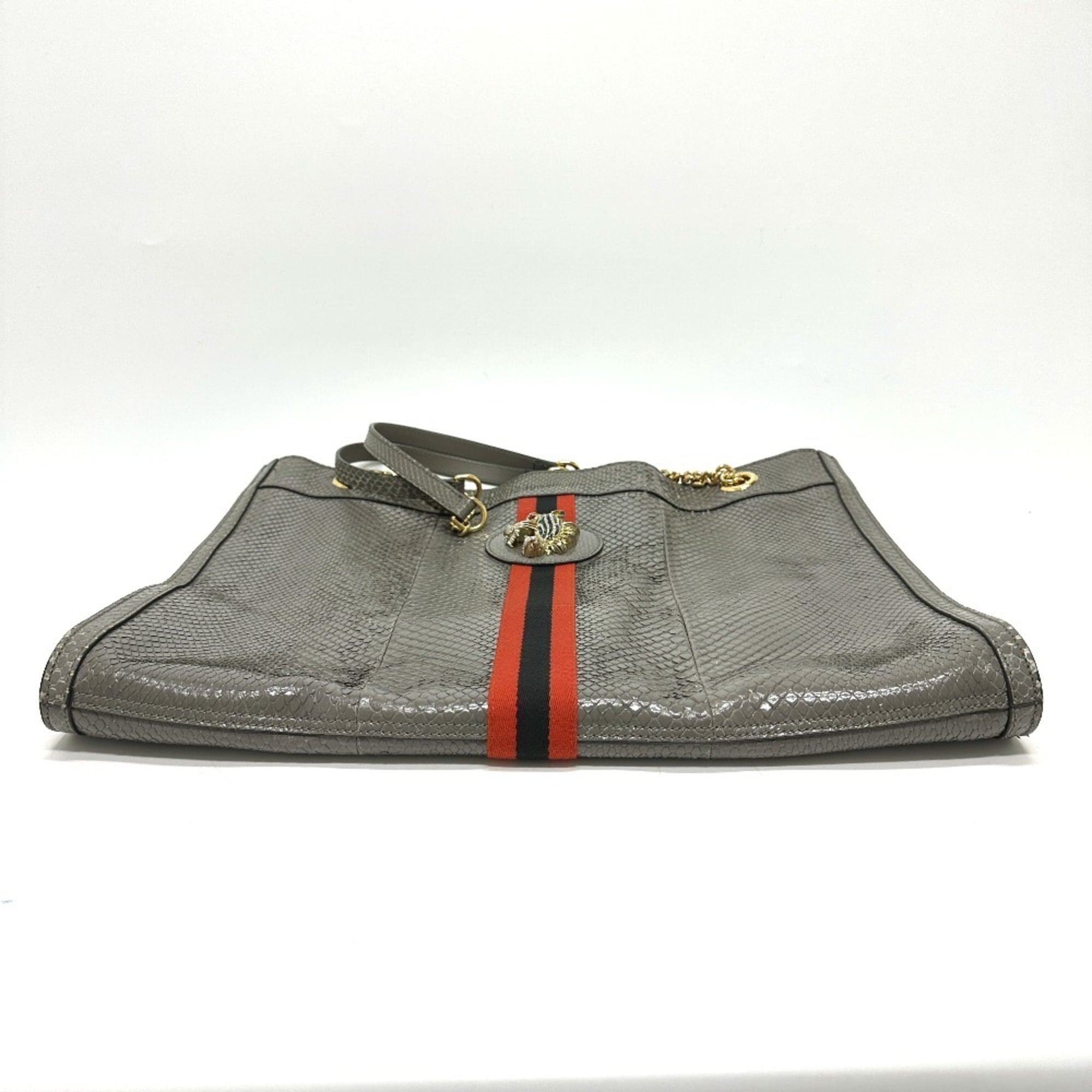 Gucci Gray Leather Shoulder Bag Tote Bag (Pre-Owned)