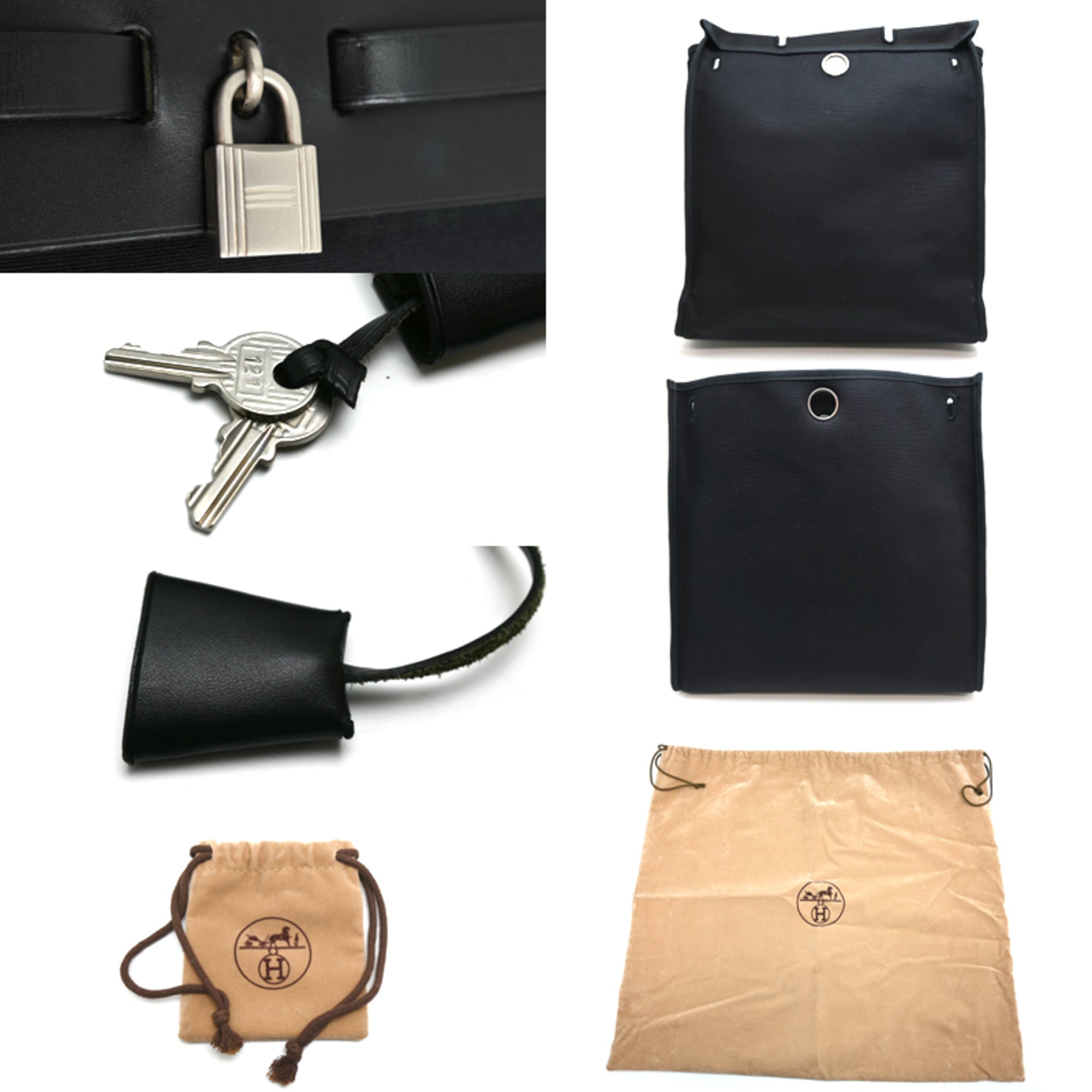 Hermes Black Toile Officier Shoulder Bag (Pre-Owned)