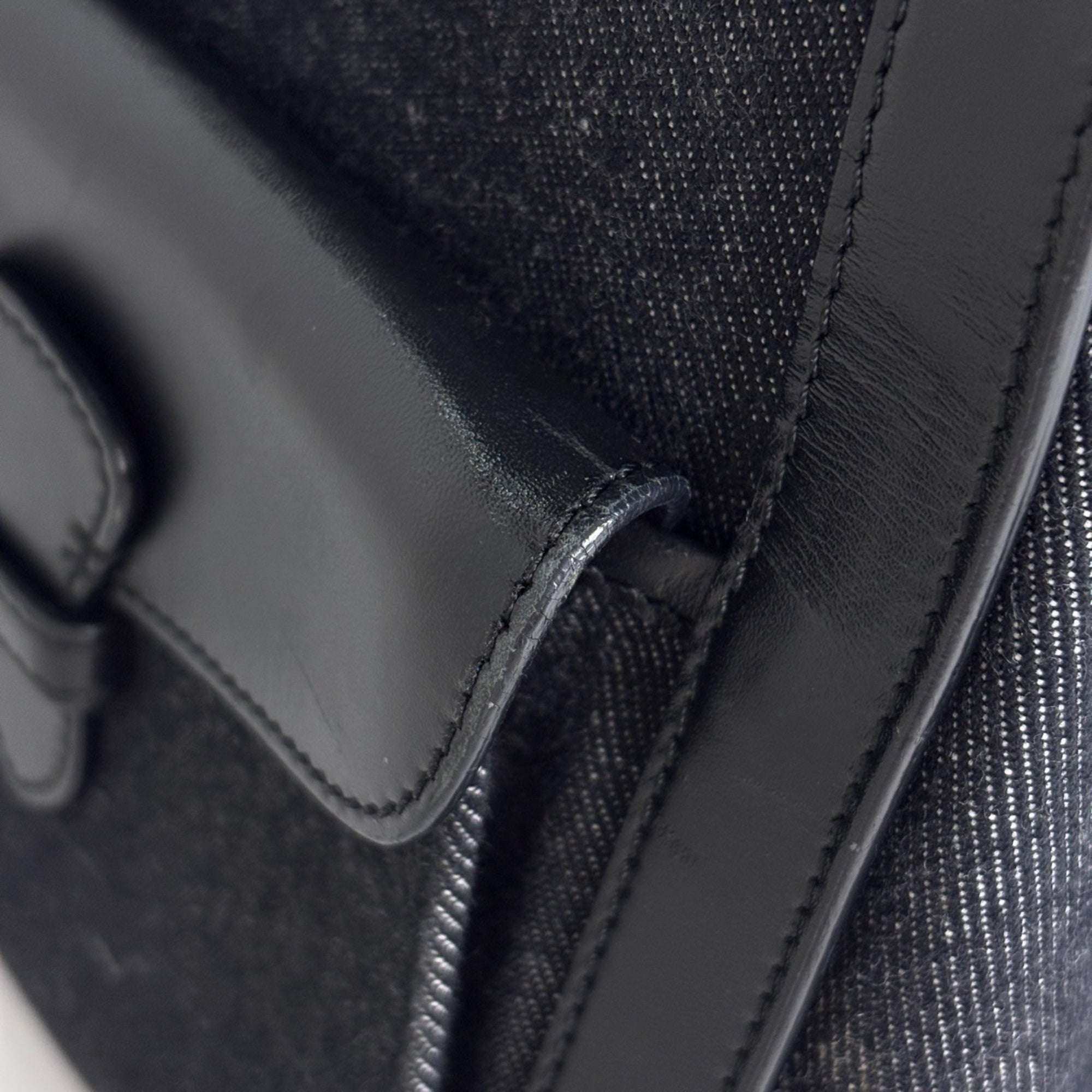 Christian Dior Black Denim Leather Handbag Tote Bag (Pre-Owned)