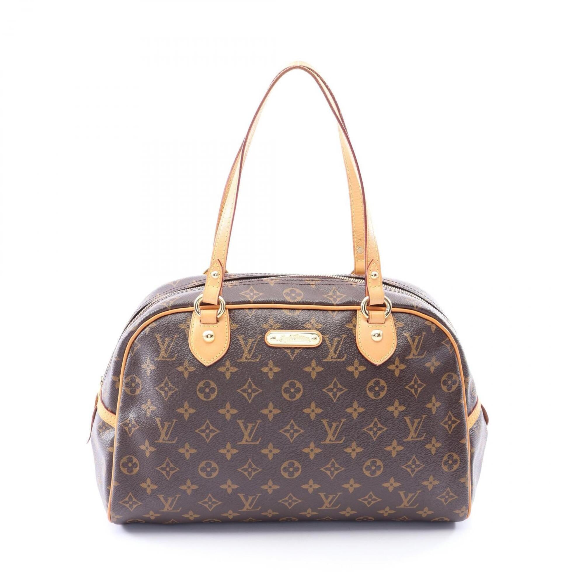 Louis Vuitton Brown Coated Canvas Leather Handbag Shoulder Bag (Pre-Owned)