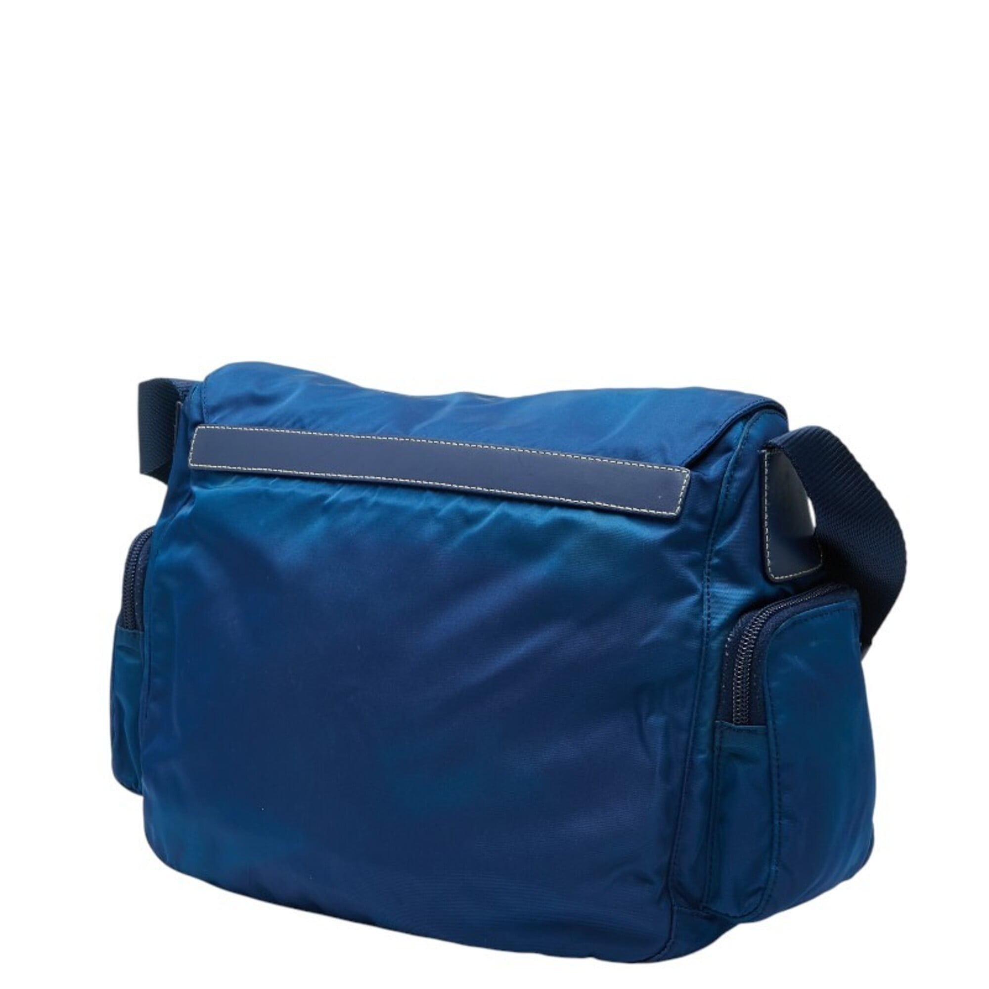 Prada Blue Nylon Leather Shoulder Bag (Pre-Owned)