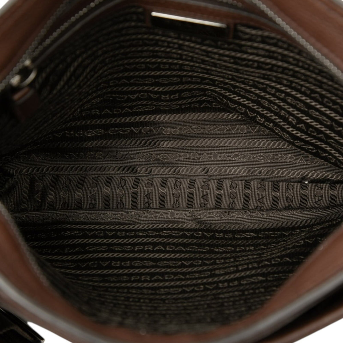 Prada Brown Leather Shoulder Bag (Pre-Owned)
