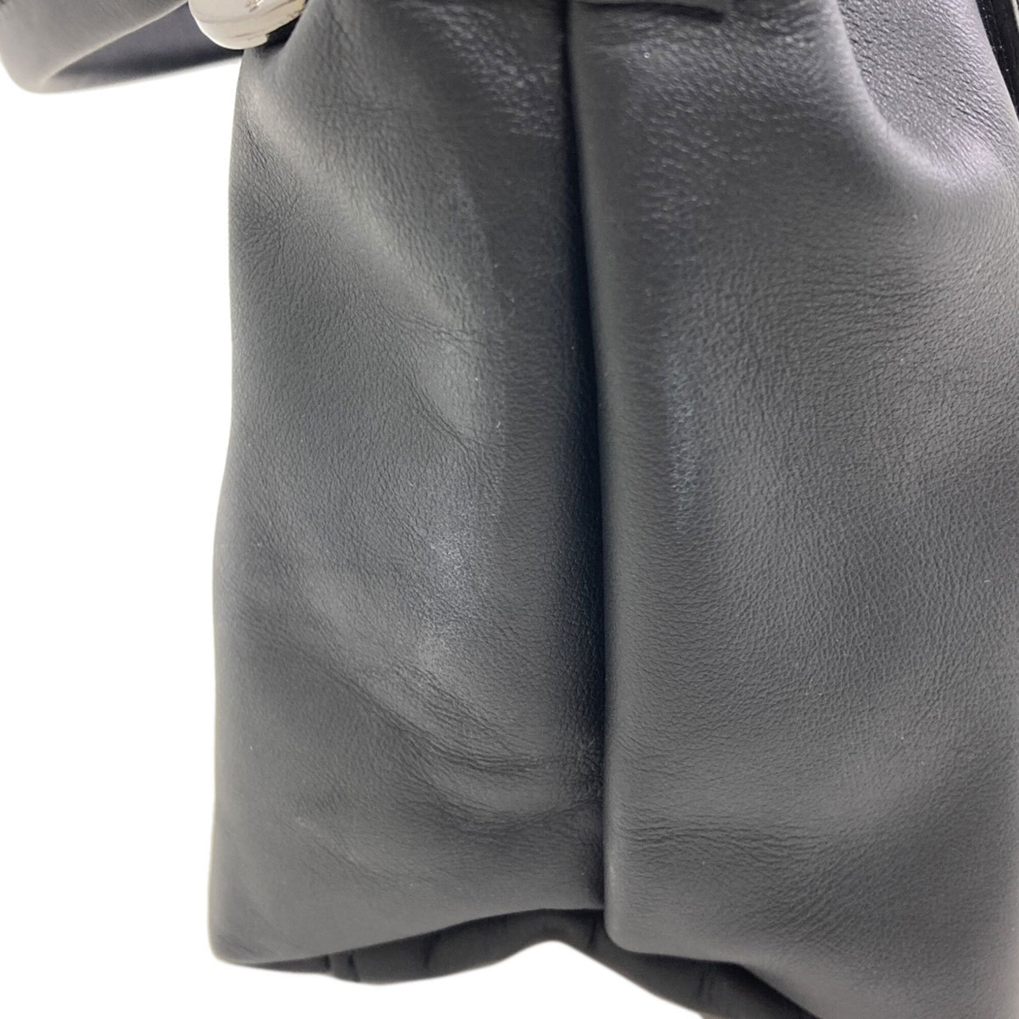 Longchamp Le Pliage Black Leather Handbag (Pre-Owned)