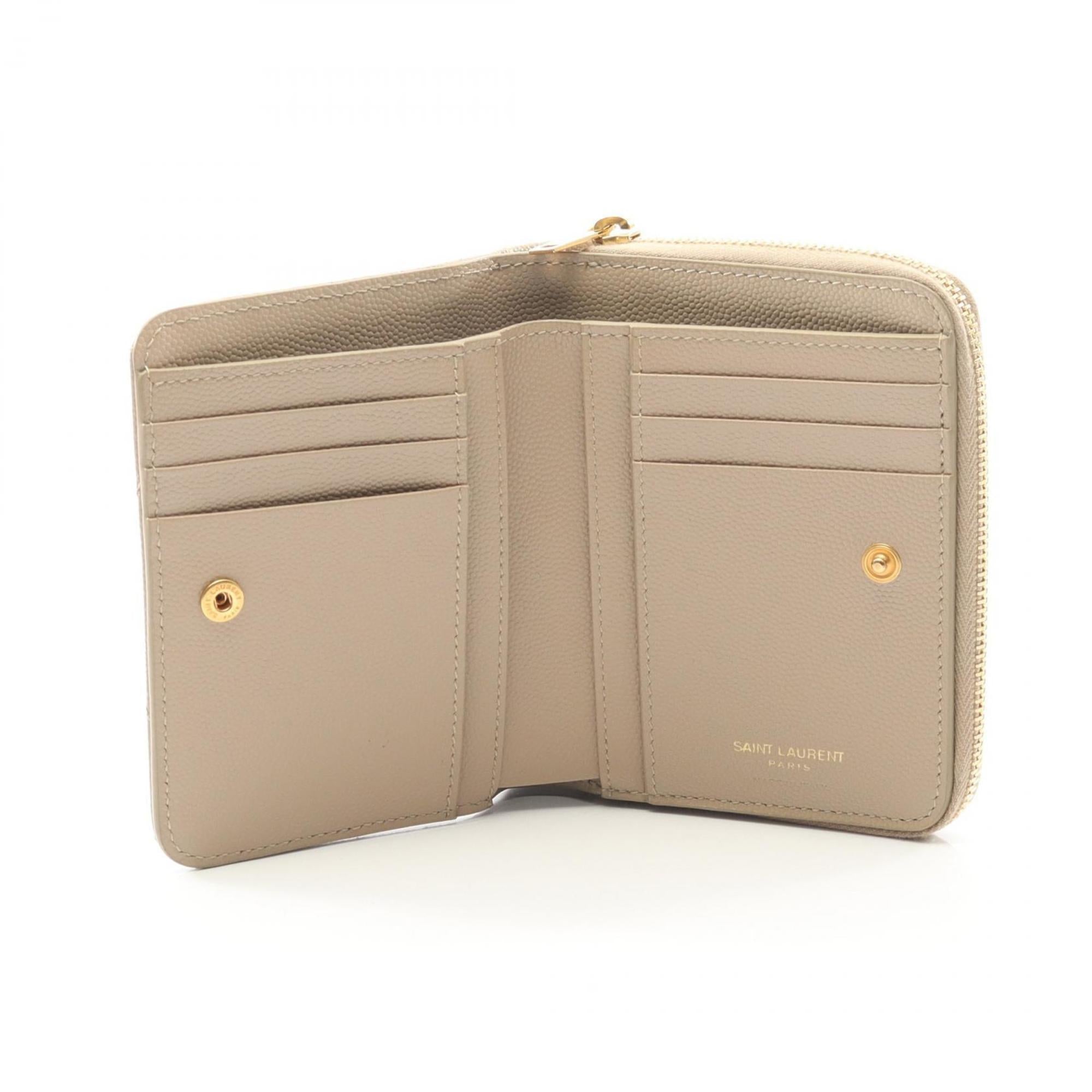 Yves Saint Laurent Beige Leather Wallet (Bi-Fold) (Pre-Owned)