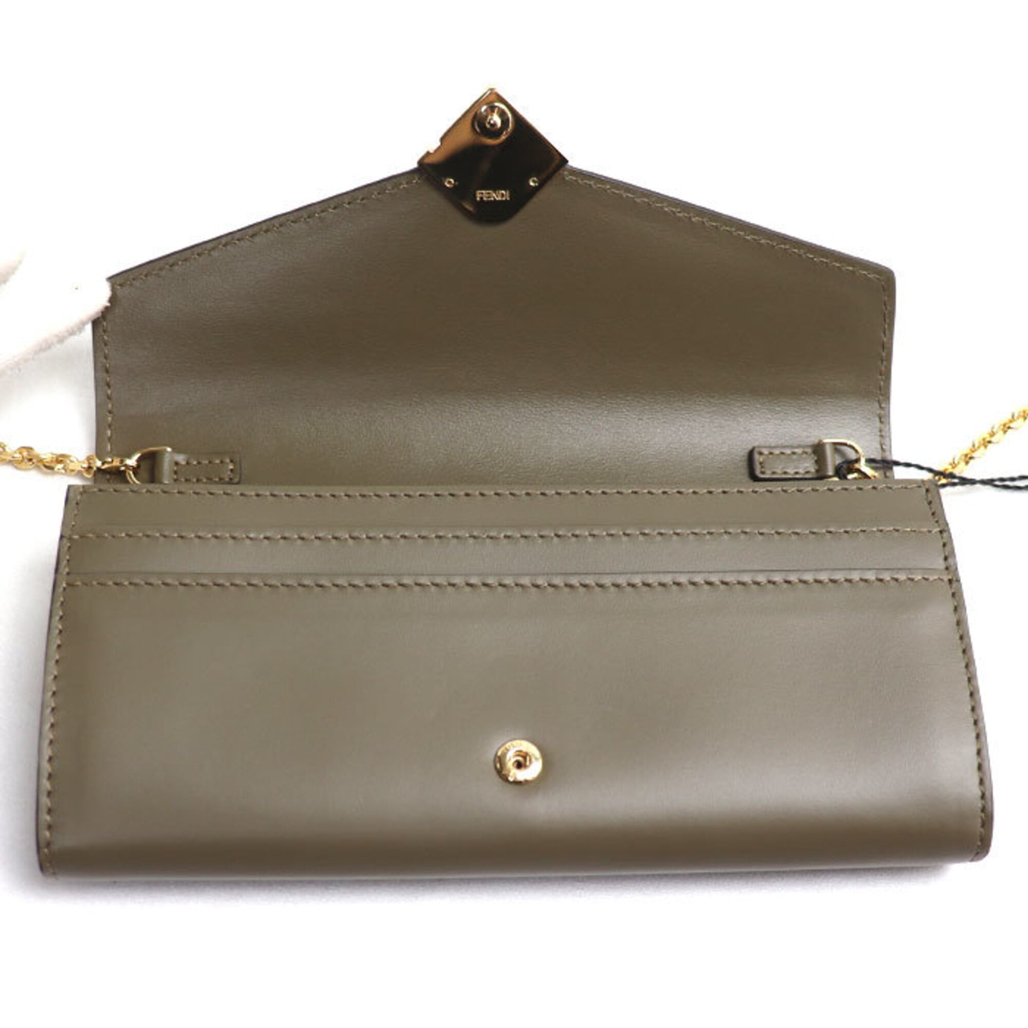 Fendi Gold Leather Chain/Shoulder Wallet (Pre-Owned)