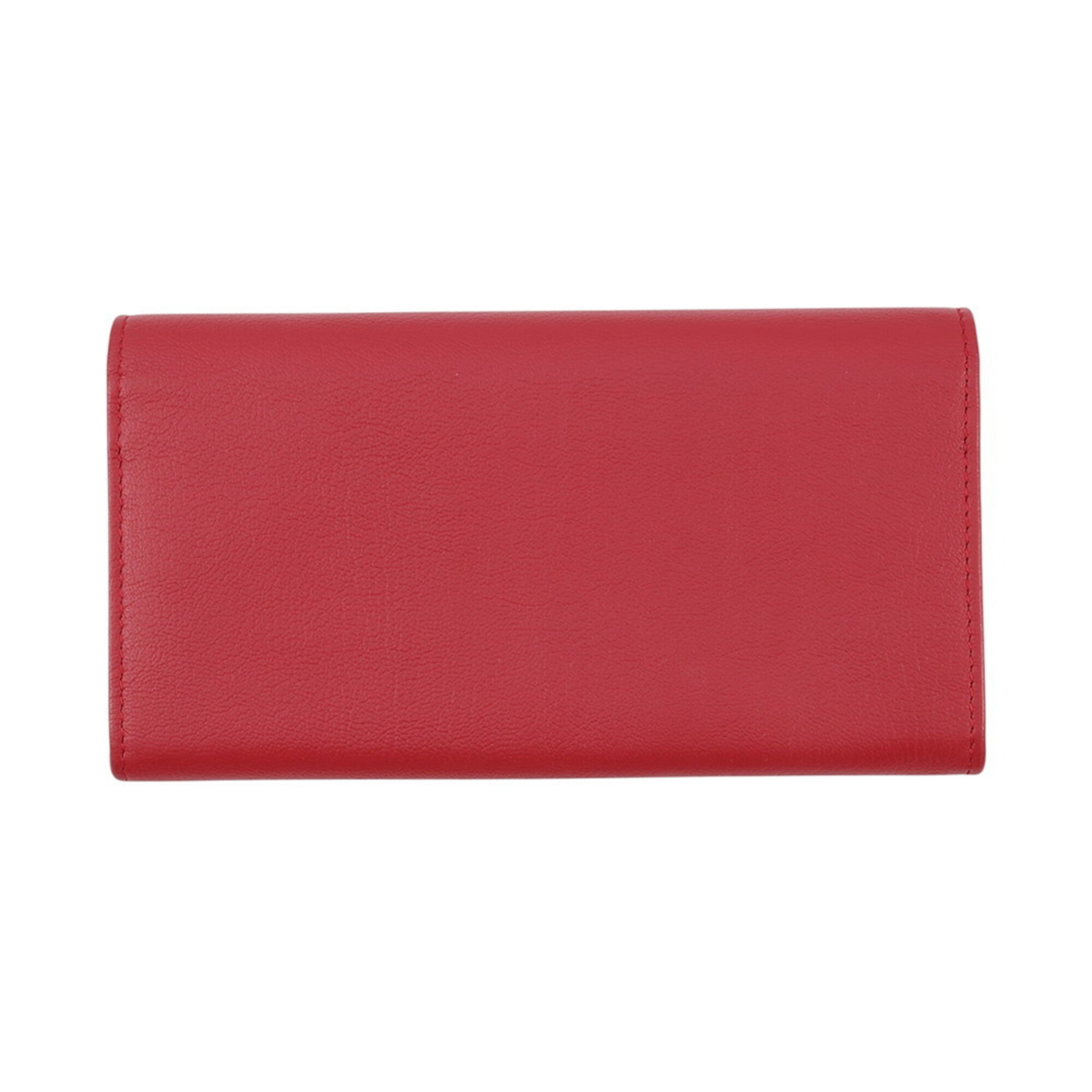 Yves Saint Laurent Red Color Leather Long Wallet (Bi-Fold) (Pre-Owned)