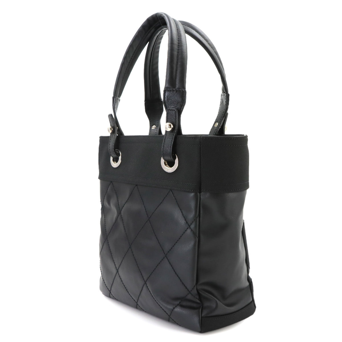 Chanel Black Nylon Pvc Leather Handbag Tote Bag (Pre-Owned)