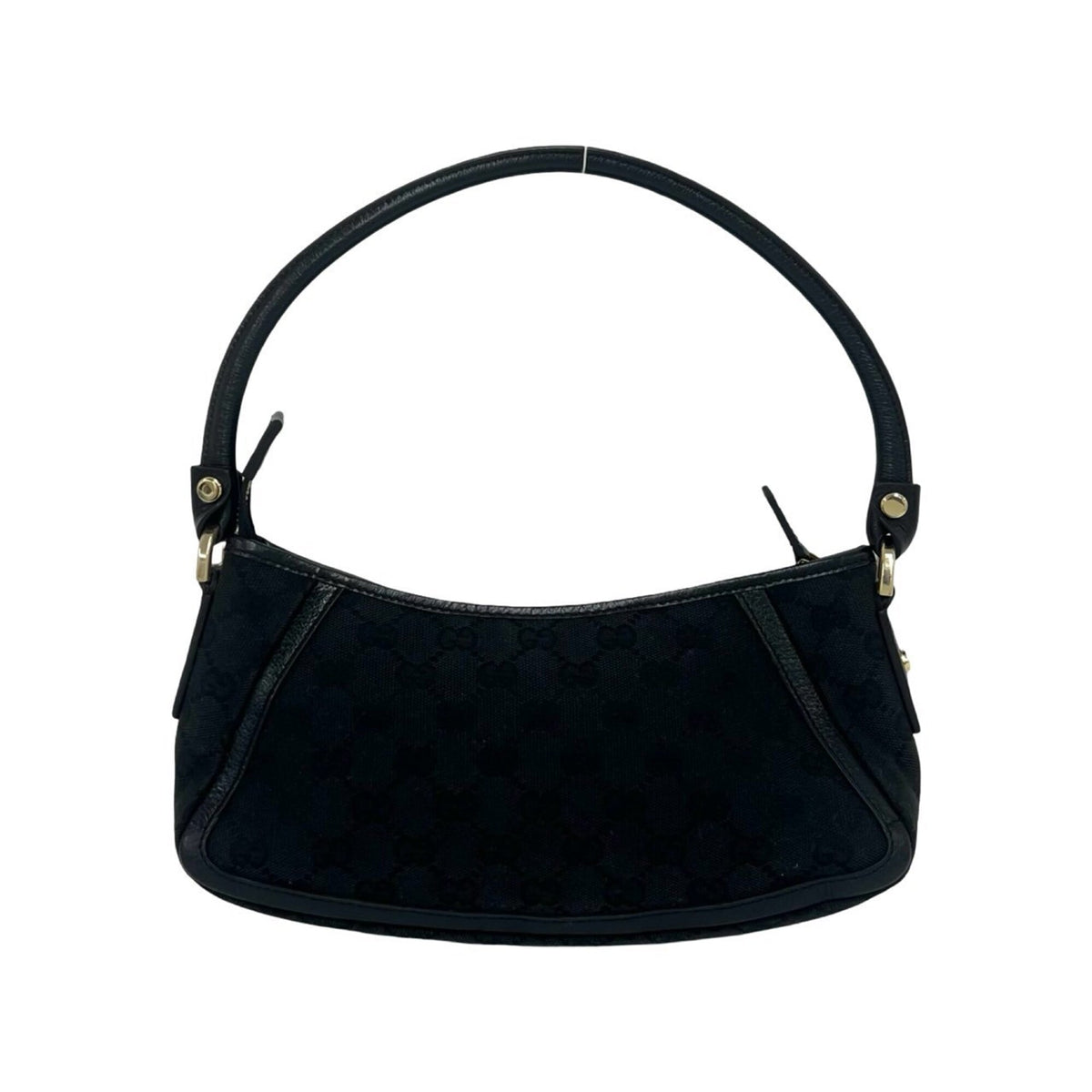 Gucci Black Canvas Leather Handbag Shoulder Bag (Pre-Owned)