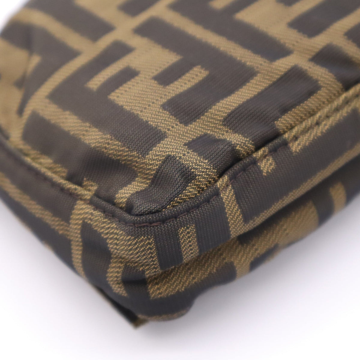 Fendi Zucca Brown Canvas Leather Shoulder Bag (Pre-Owned)
