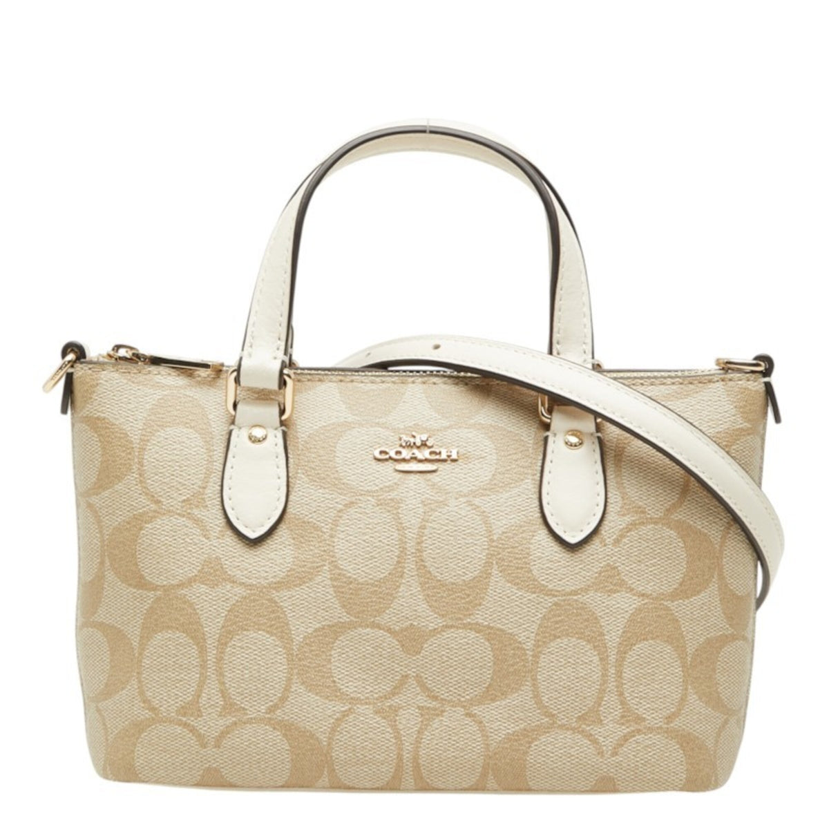 Coach Beige Pvc Leather Handbag Shoulder Bag (Pre-Owned)