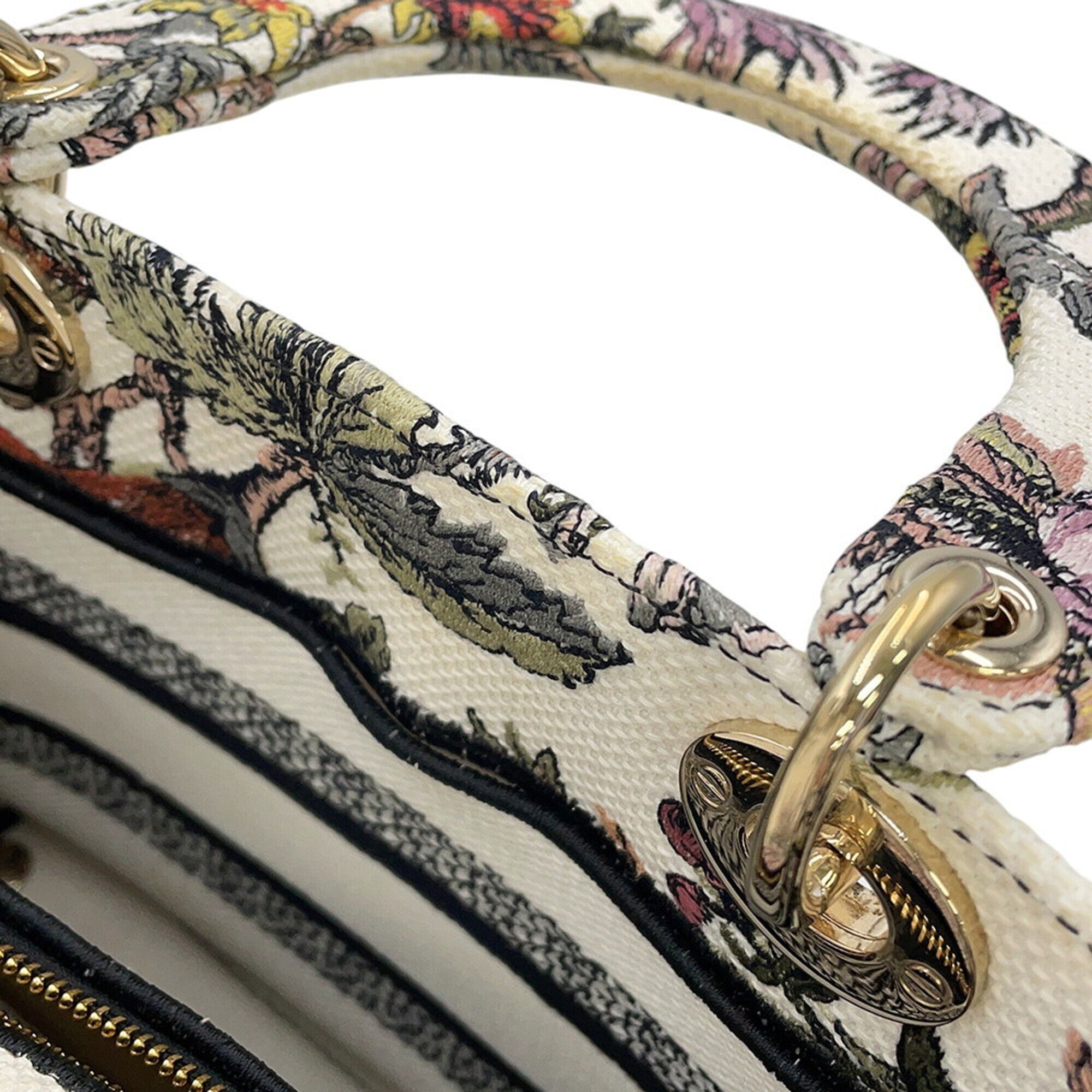 Christian Dior Multi-Color White Canvas Handbag (Pre-Owned)