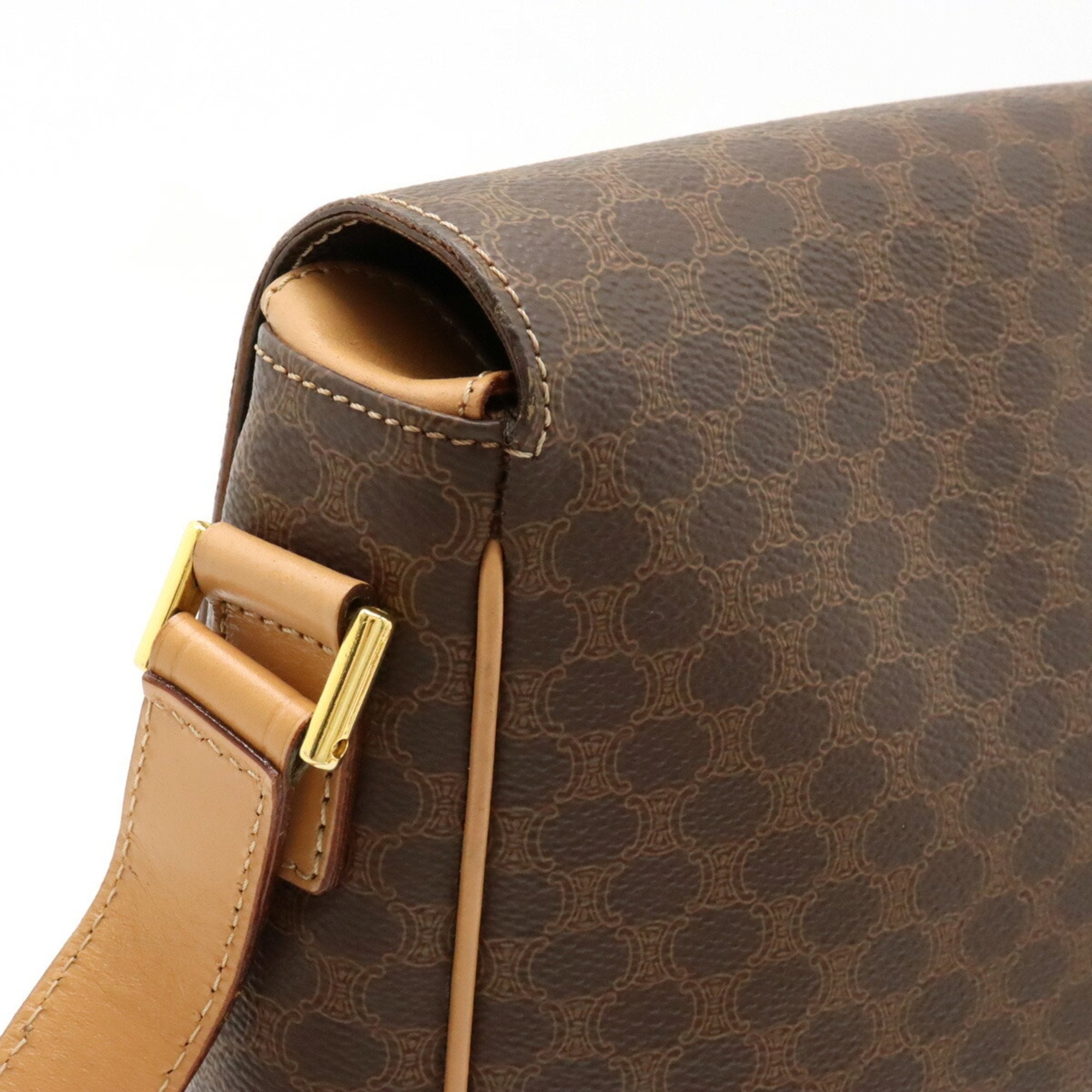 Celine Dark Brown Light Brown Pvc Leather Shoulder Bag (Pre-Owned)