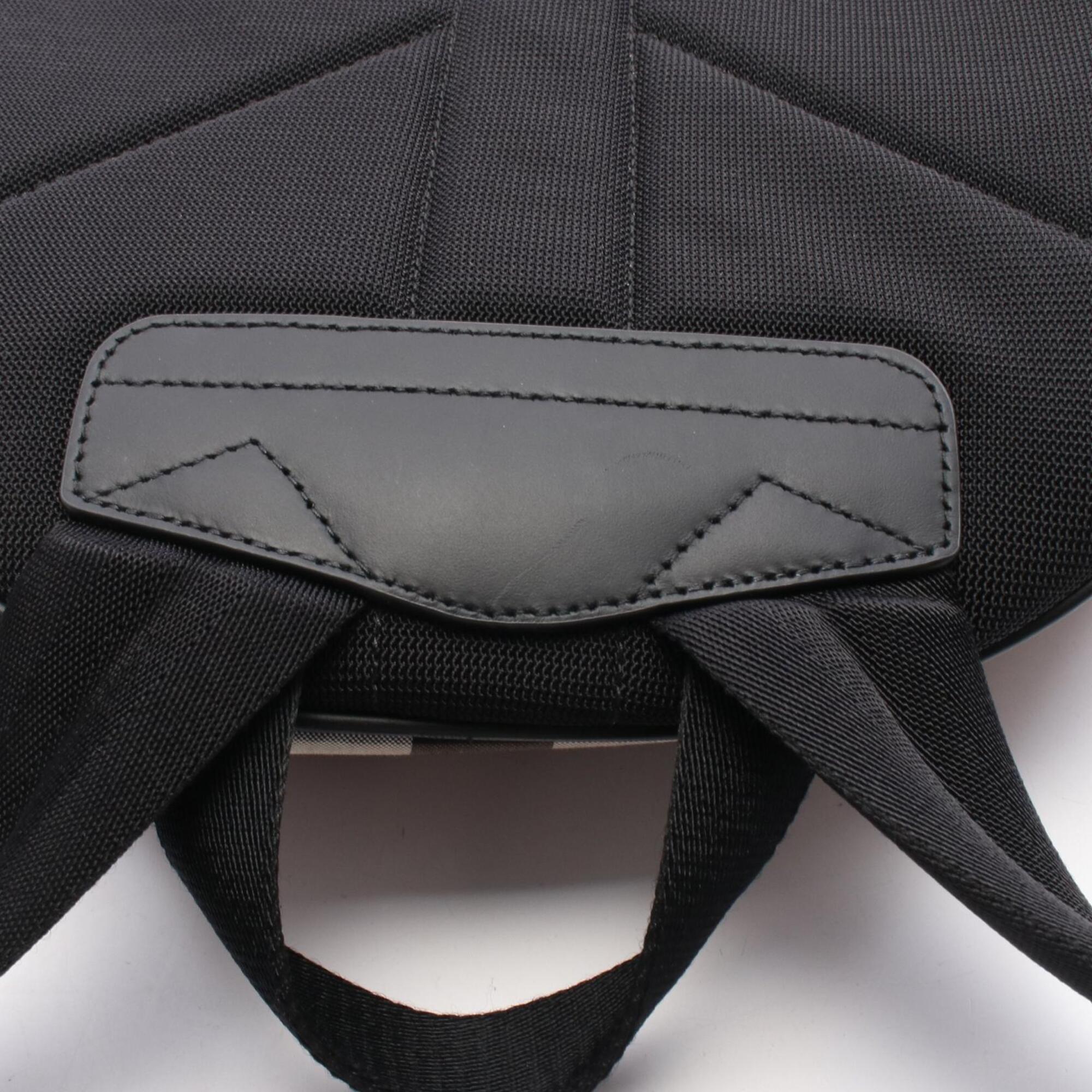 Burberry Beige Black Multi-Color Canvas Leather Backpack Handbag (Pre-Owned)