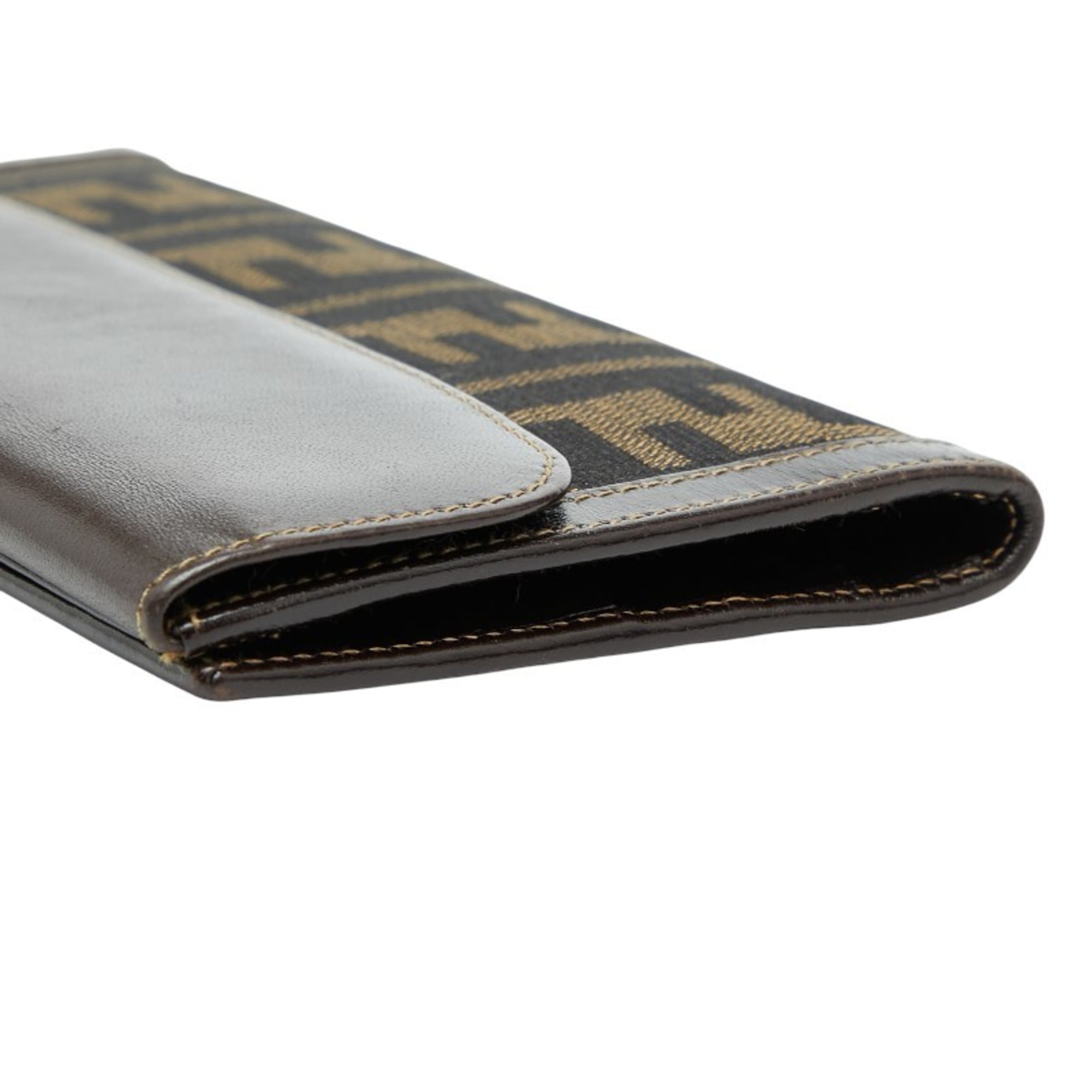 Fendi Brown Canvas Leather Long Wallet (Bi-Fold) (Pre-Owned)