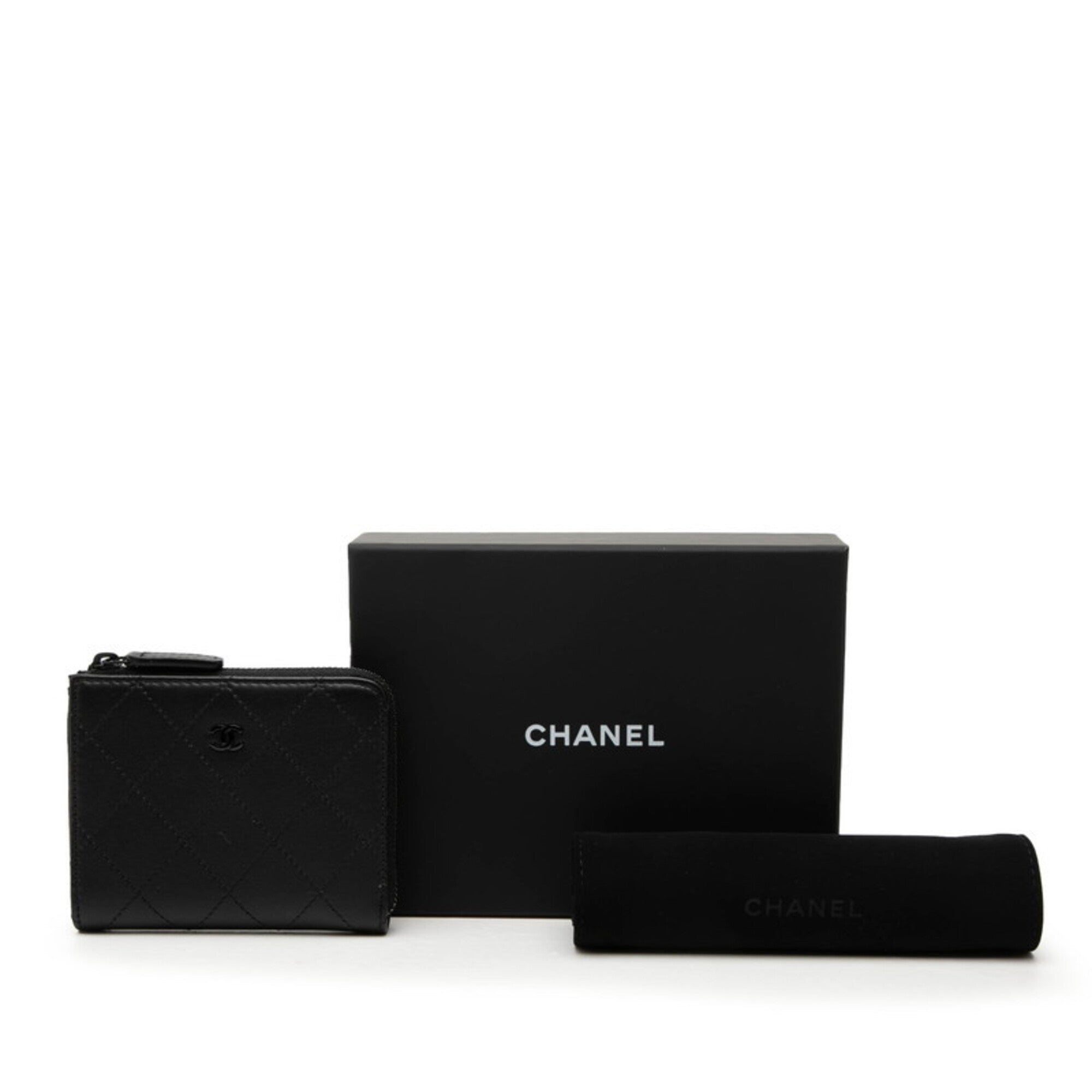 Chanel Black Leather Coin Purse/Coin Case (Pre-Owned)
