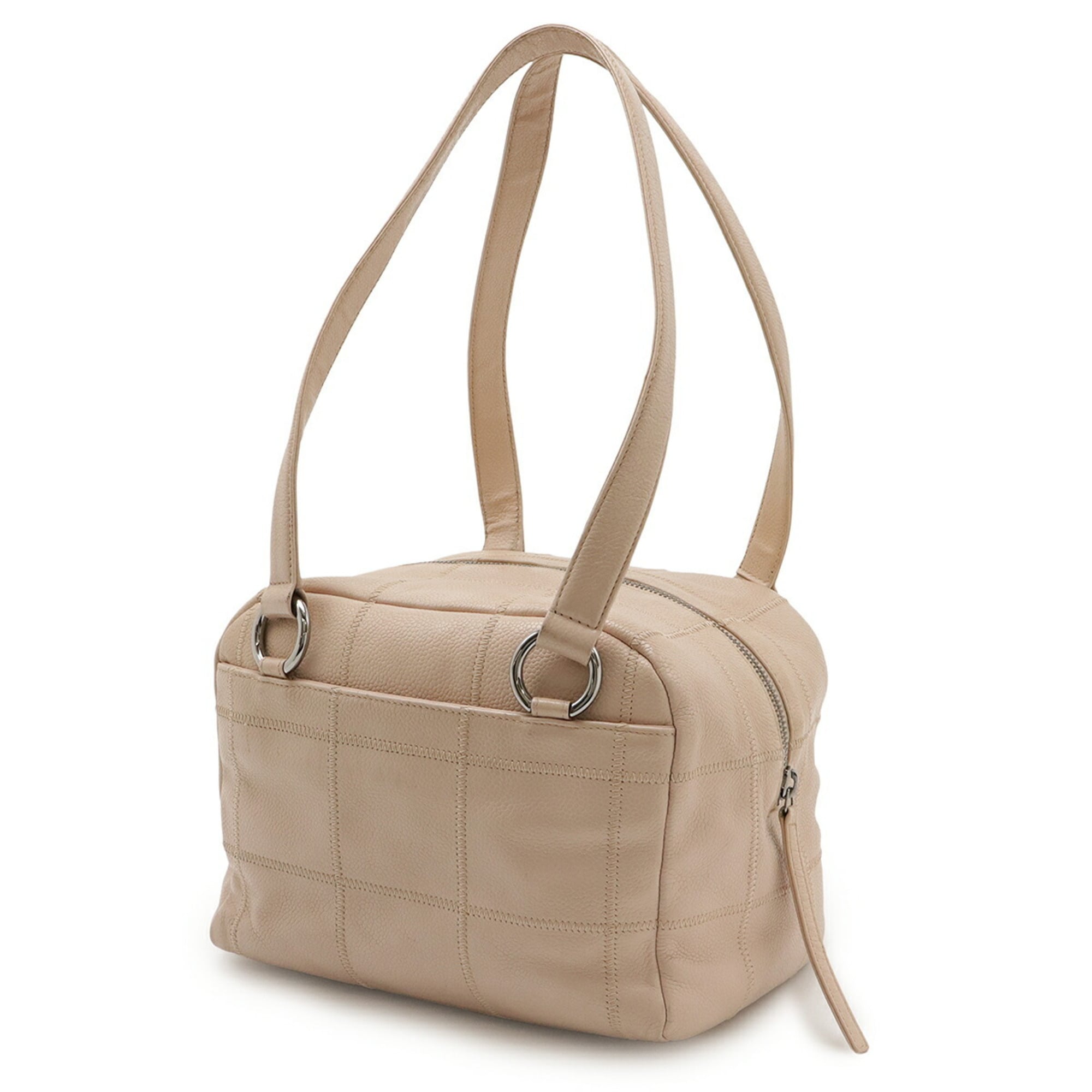 Chanel Pink Beige Grained Calfskin Shoulder Bag (Pre-Owned)