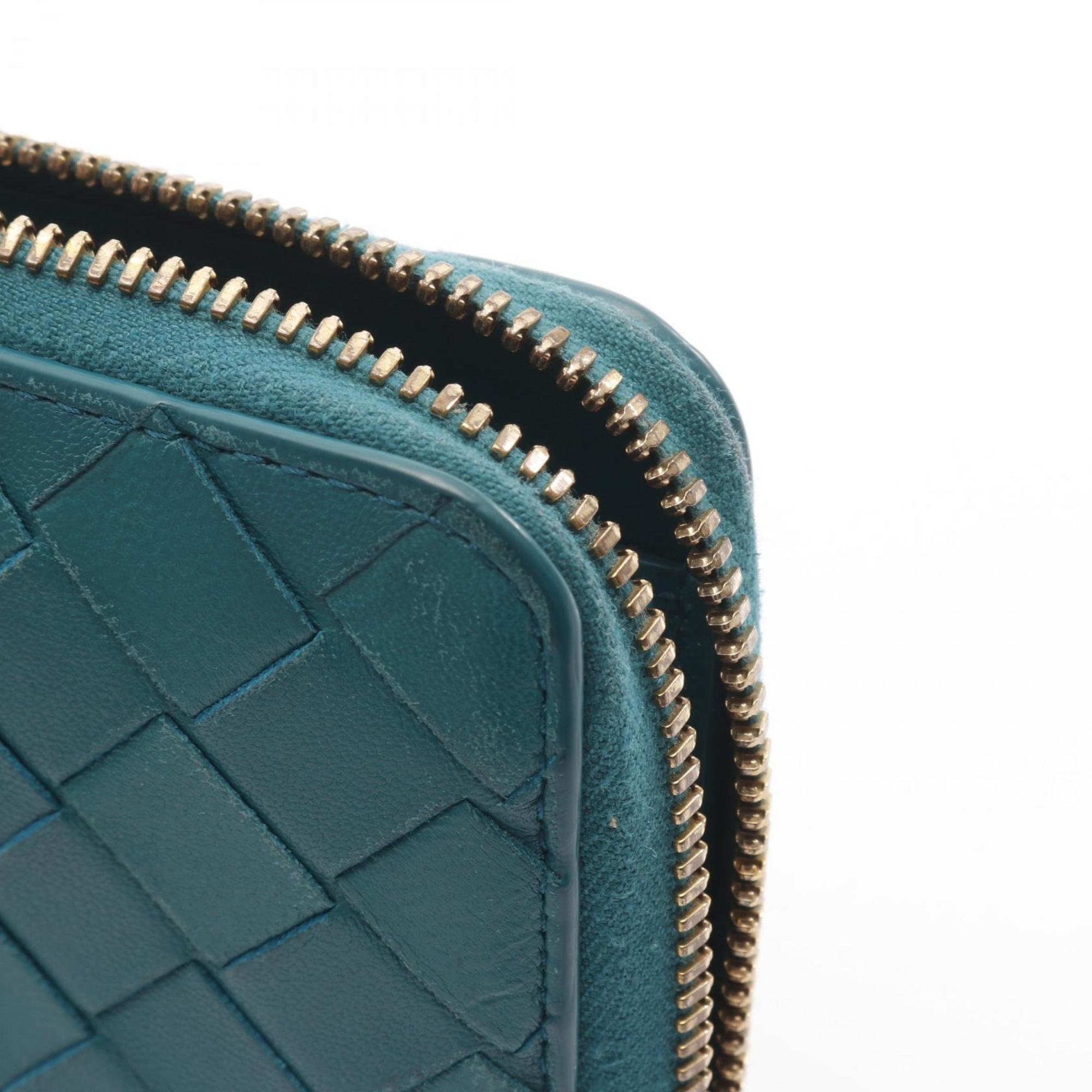 Bottega Veneta Green Leather Long Wallet (Bi-Fold) (Pre-Owned)
