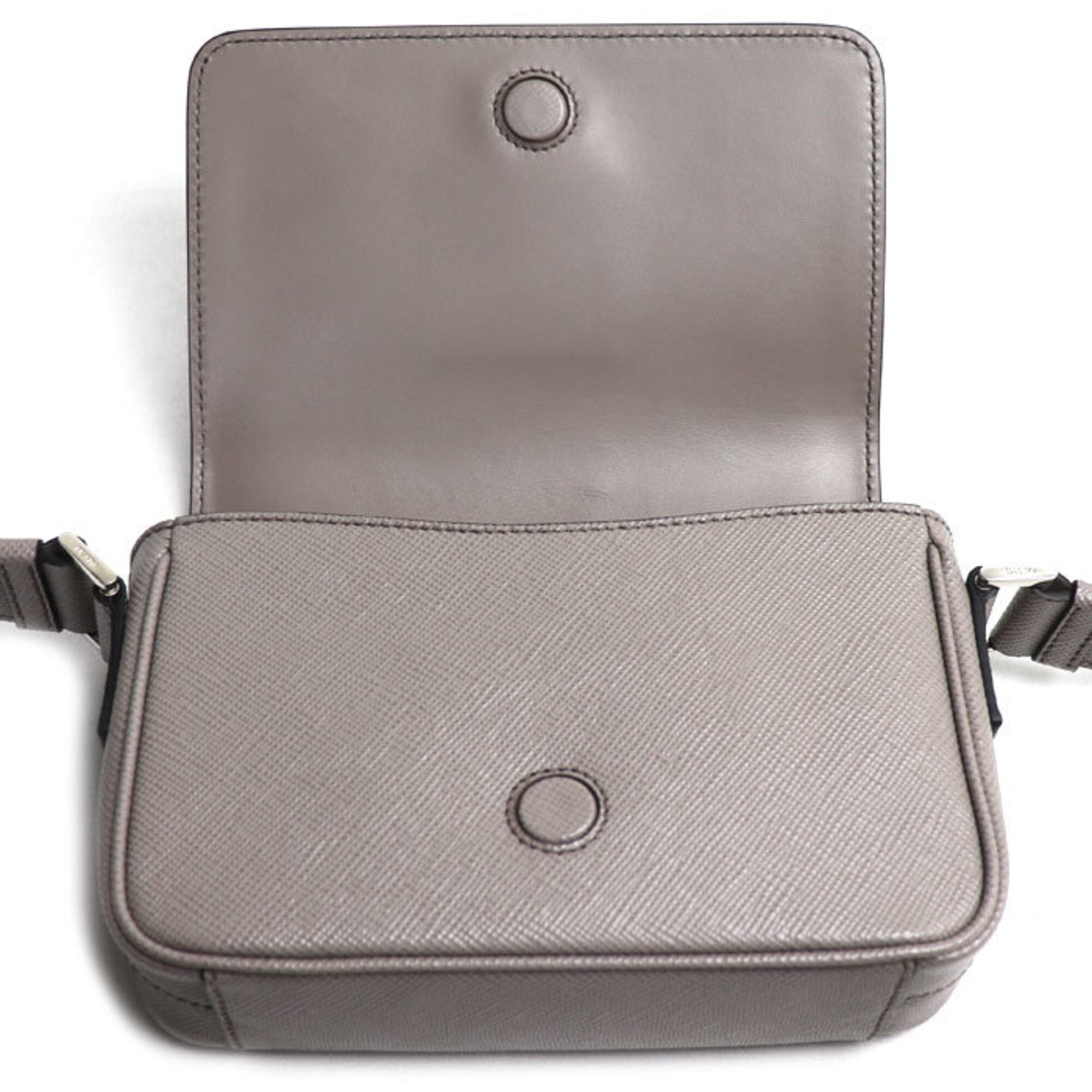 Prada Gray Leather Shoulder Bag (Pre-Owned)