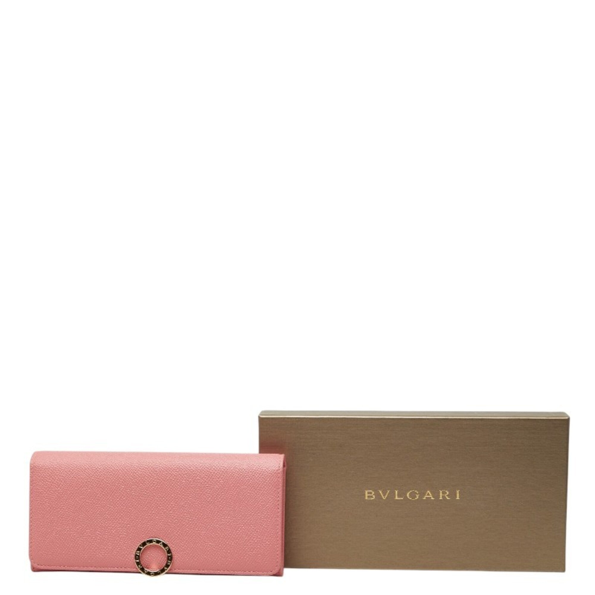Bvlgari Pink Leather Long Wallet (Bi-Fold) (Pre-Owned)