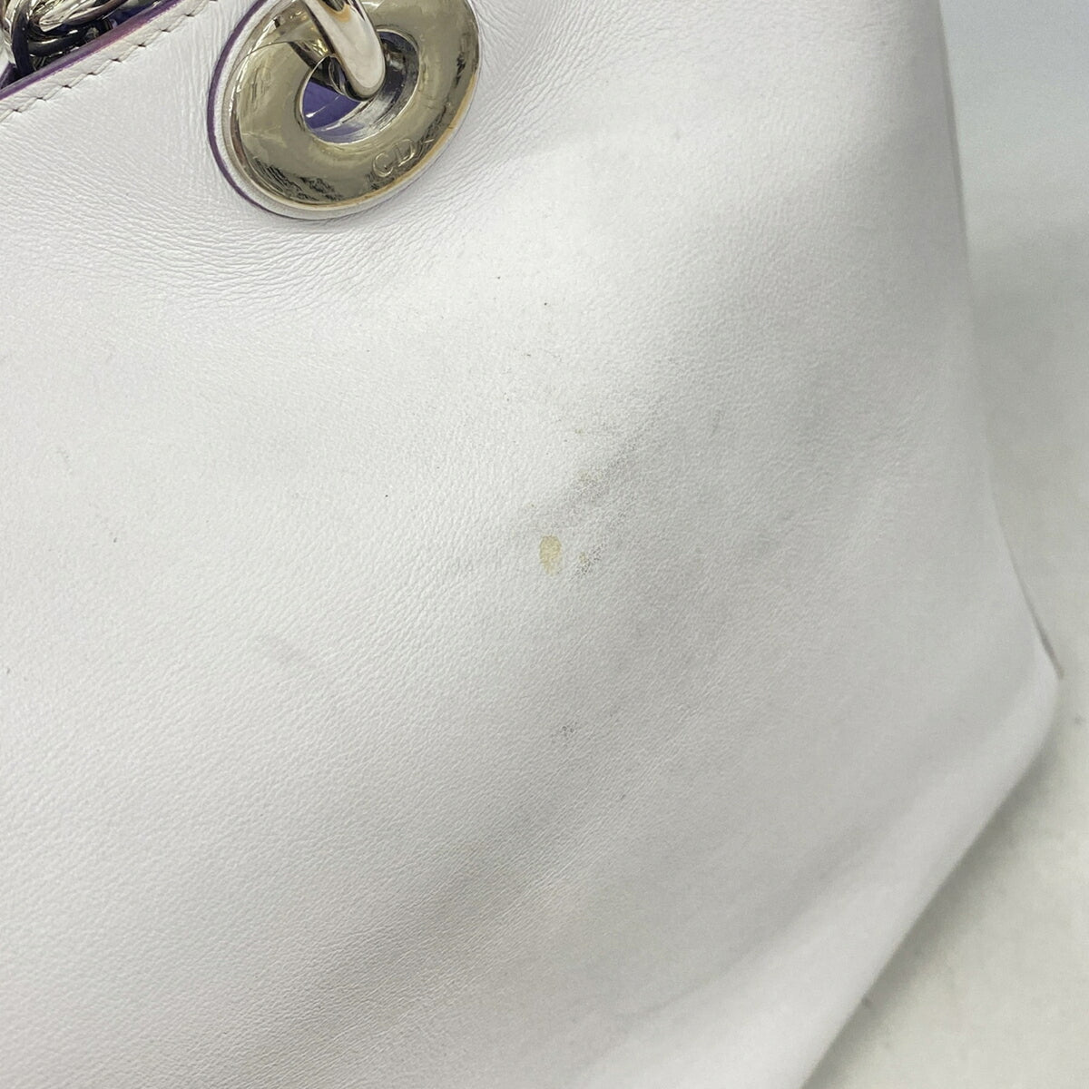 Christian Dior Light Gray Purple Leather Handbag (Pre-Owned)