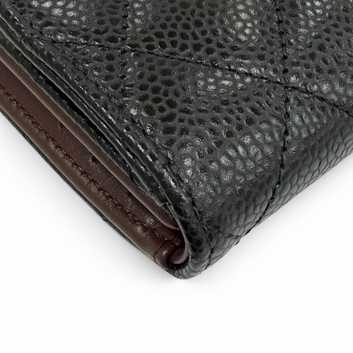 Chanel Black Grained Calfskin Wallet (Tri-Fold) (Pre-Owned)